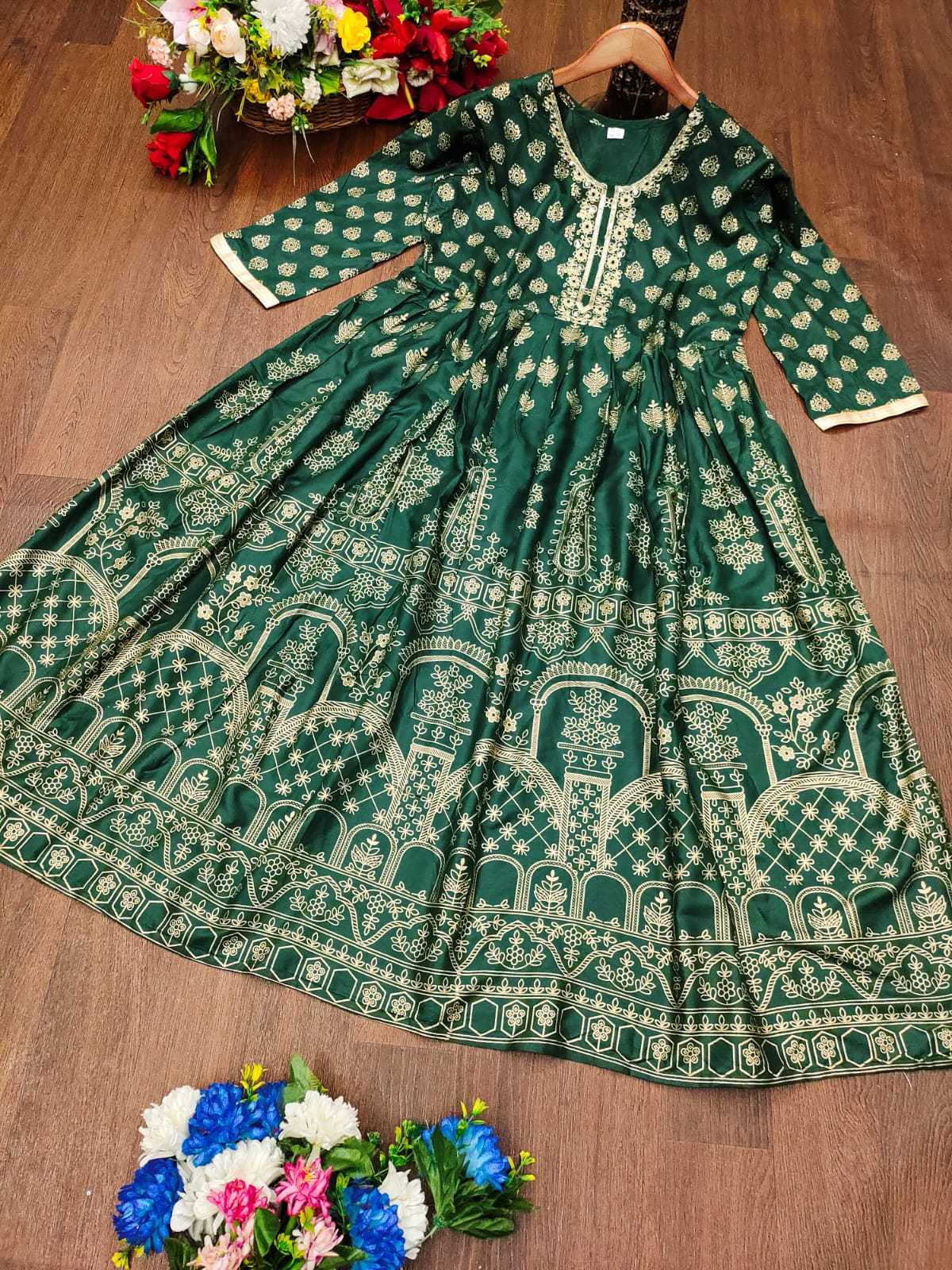 Ynf Heavy Rayon KESH502 102 Gowns Festive Collections Wholesale Embroidery Gowns Party Wear Gowns Simple Gowns Manufacturer- Kapda Export