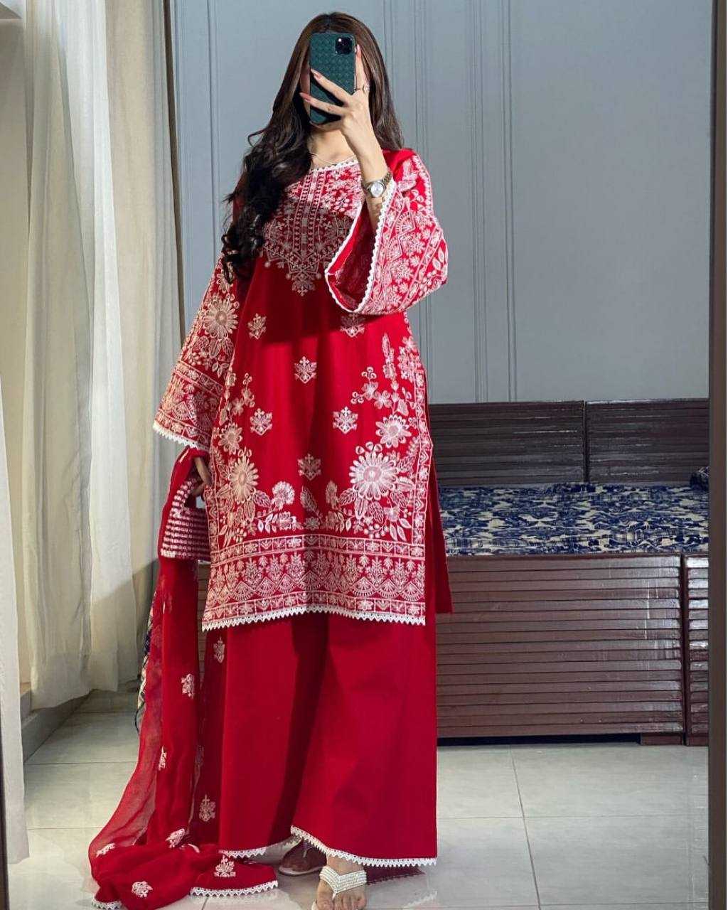 Ynf Heavy Roman Silk RIN110 394 Suits & Dresses Wholesale Sharara Salwar Suits Embroidery Suits Red Salwar Suit Manufacturer- Kapda Export