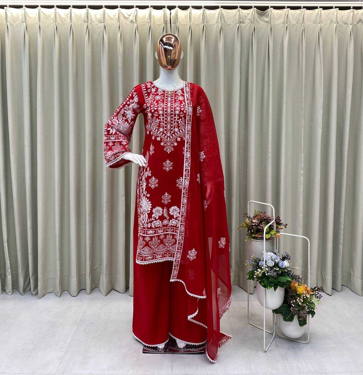 Ynf Heavy Roman Silk RIN110 394 Suits & Dresses Wholesale Sharara Salwar Suits Embroidery Suits Red Salwar Suit Manufacturer- Kapda Export