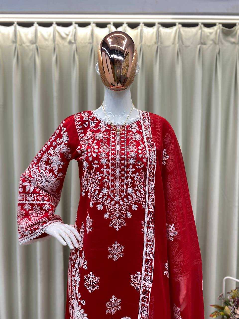 Ynf Heavy Roman Silk RIN110 394 Suits & Dresses Wholesale Sharara Salwar Suits Embroidery Suits Red Salwar Suit Manufacturer- Kapda Export