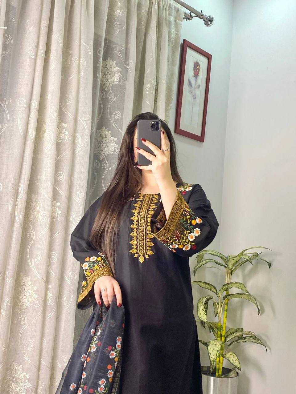 Ynf Heavy Roman Silk RIN110 397 Suits & Dresses Wholesale Palazzo Suit Embroidered Suits Black Salwar Suit Manufacturer- Kapda Export