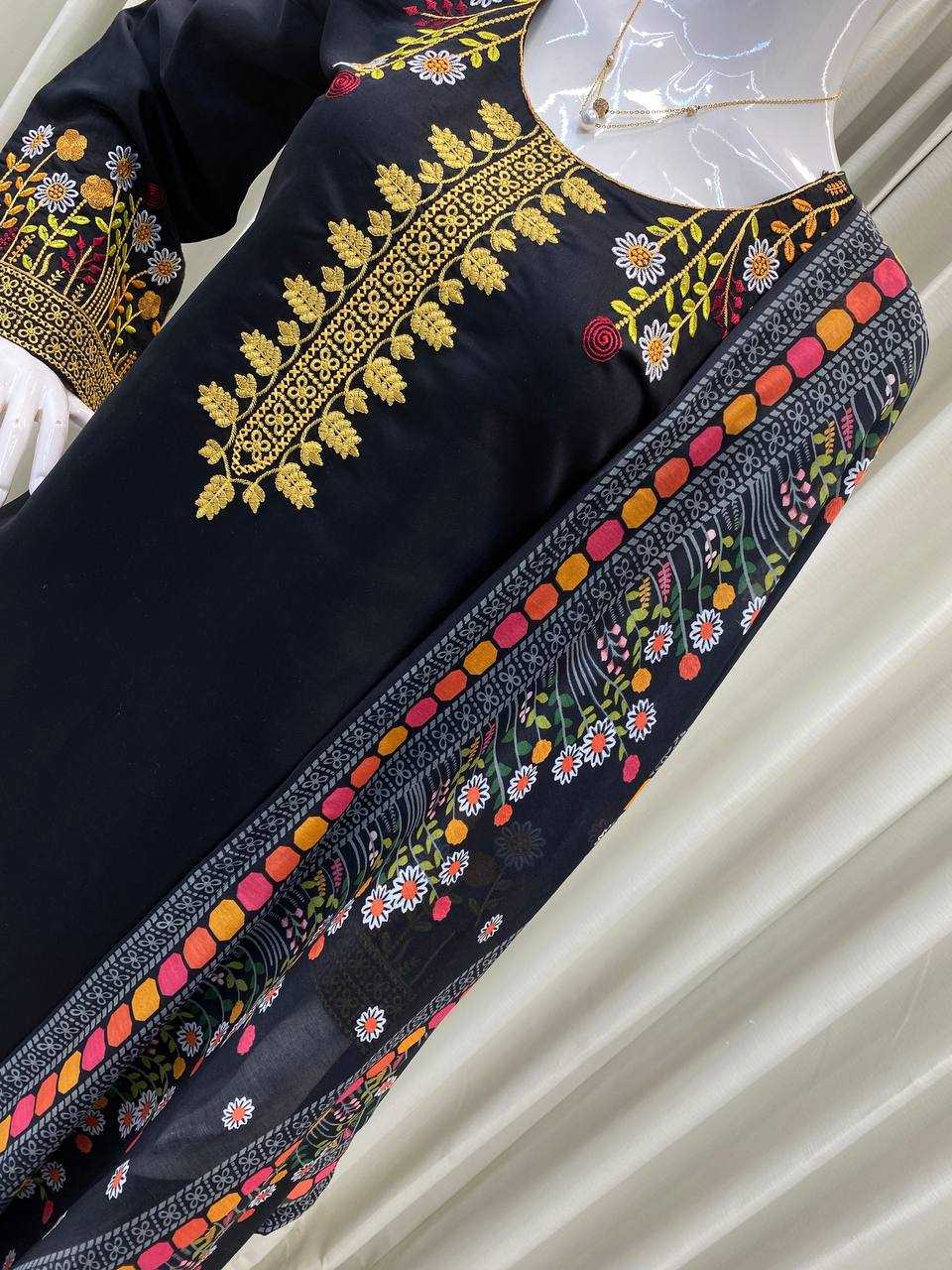 Ynf Heavy Roman Silk RIN110 397 Suits & Dresses Wholesale Palazzo Suit Embroidered Suits Black Salwar Suit Manufacturer- Kapda Export