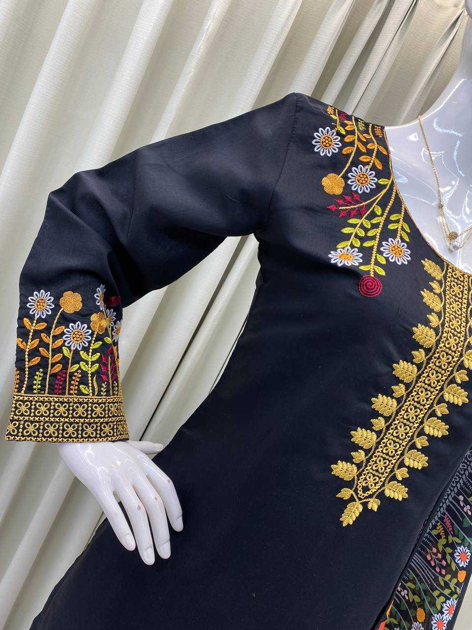 Ynf Heavy Roman Silk RIN110 397 Suits & Dresses Wholesale Palazzo Suit Embroidered Suits Black Salwar Suit Manufacturer- Kapda Export