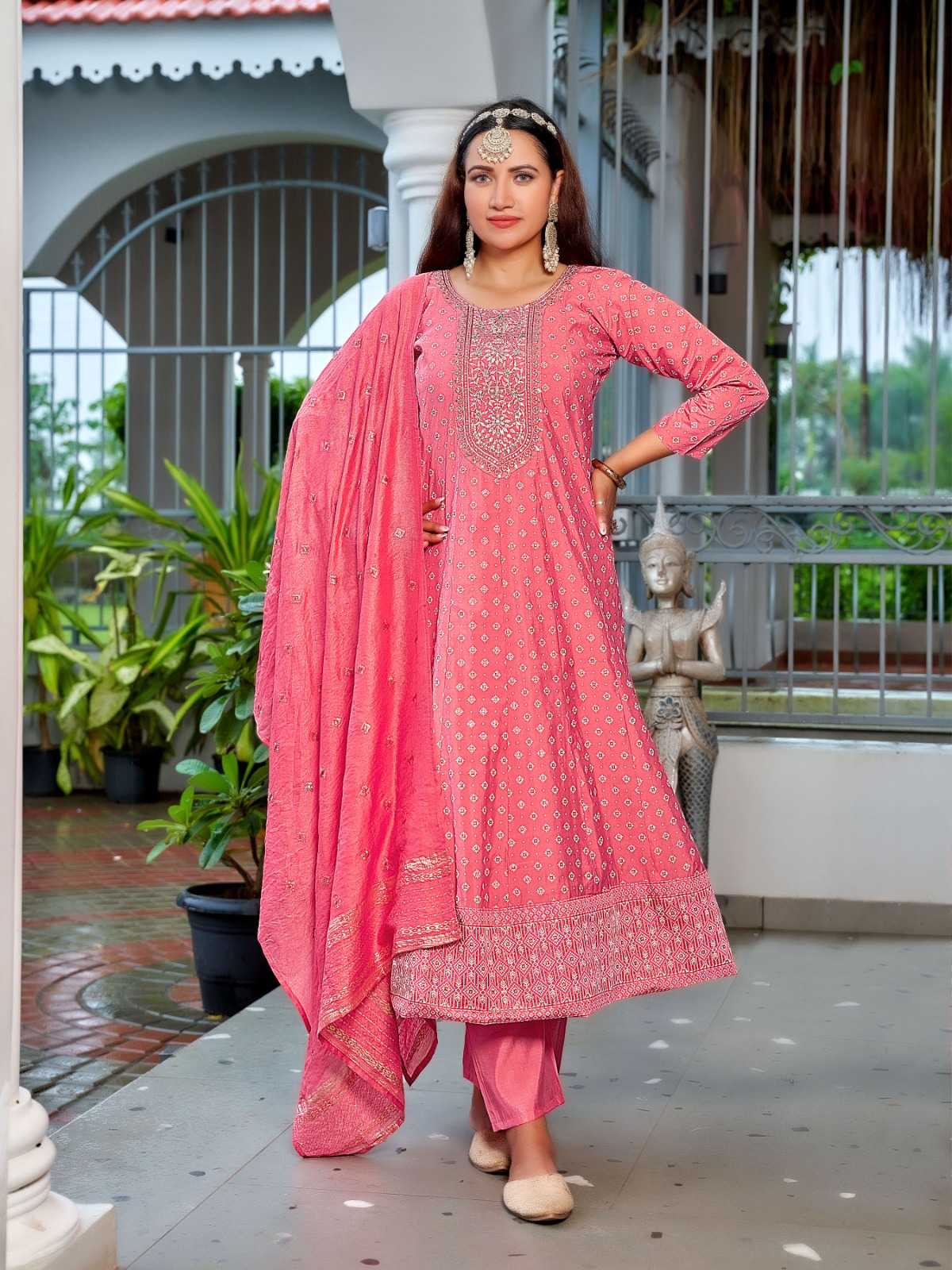 Ynf Heavy Roman Silk RIN190 EMILY Setwise Collections Wholesale Gowns Catalogs Manufacturer- Kapda Export