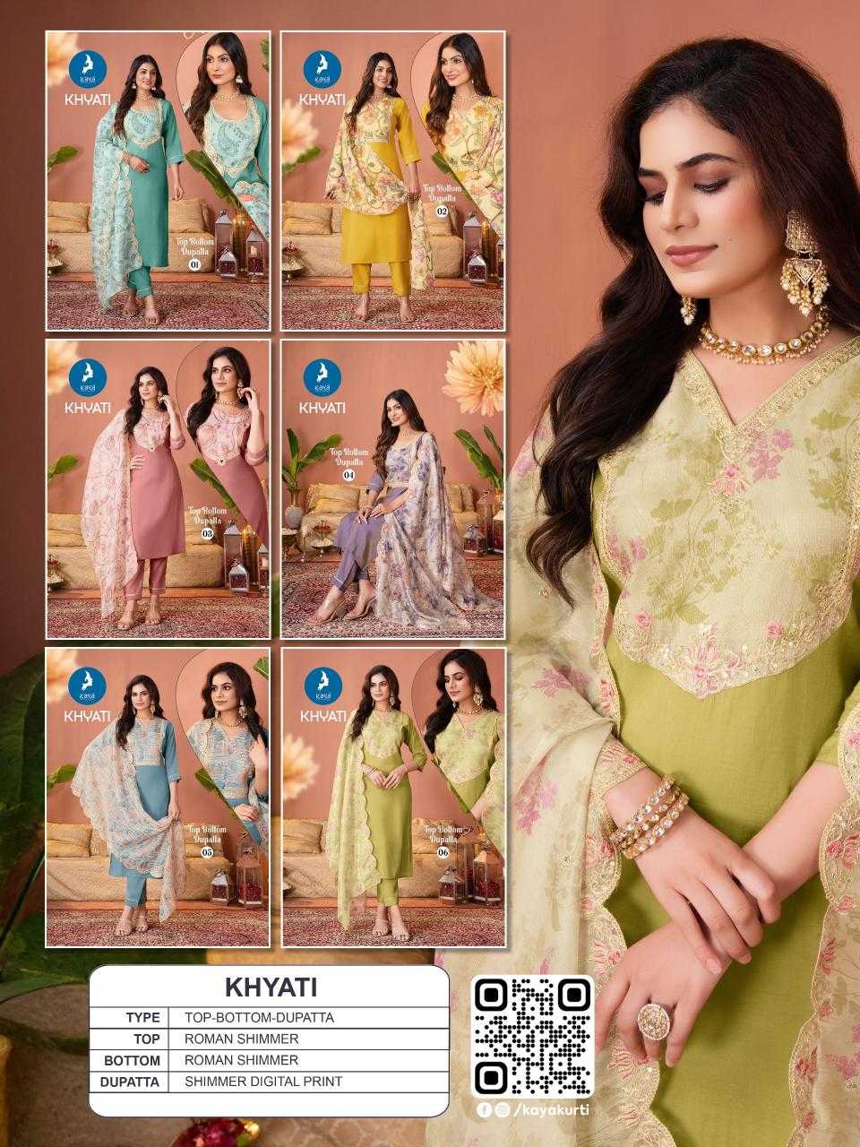 Ynf Heavy Roman Silk RIN190 KAYA KURTI KHYATI Setwise Collections Wholesale Kurtis Catalogs Manufacturer- Kapda Export