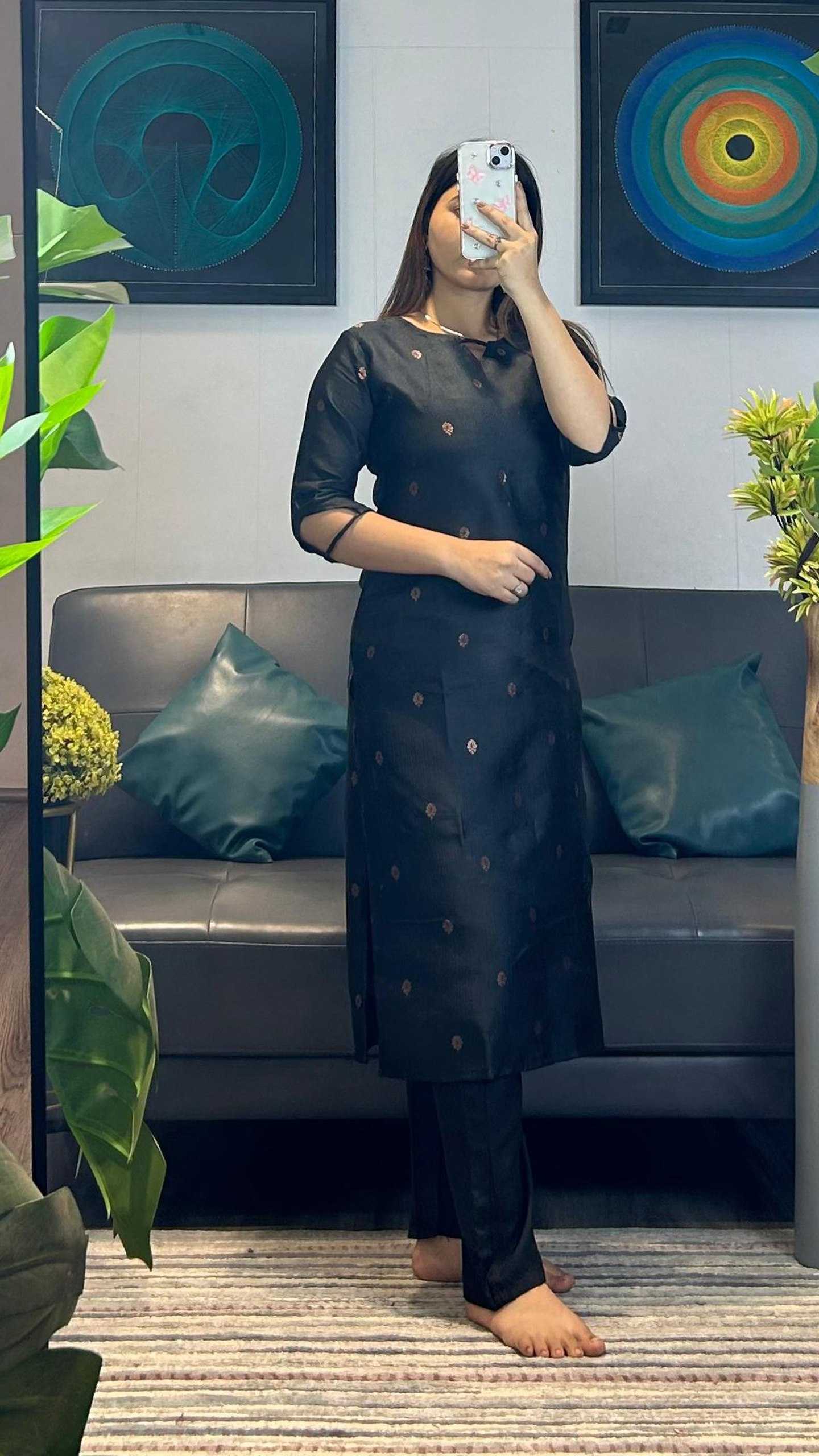 Ynf Jacquard KESH334 Nayab Kurti Wholesale Casual Kurtis Ethnic Kurtis Black Kurtis Manufacturer- Kapda Export