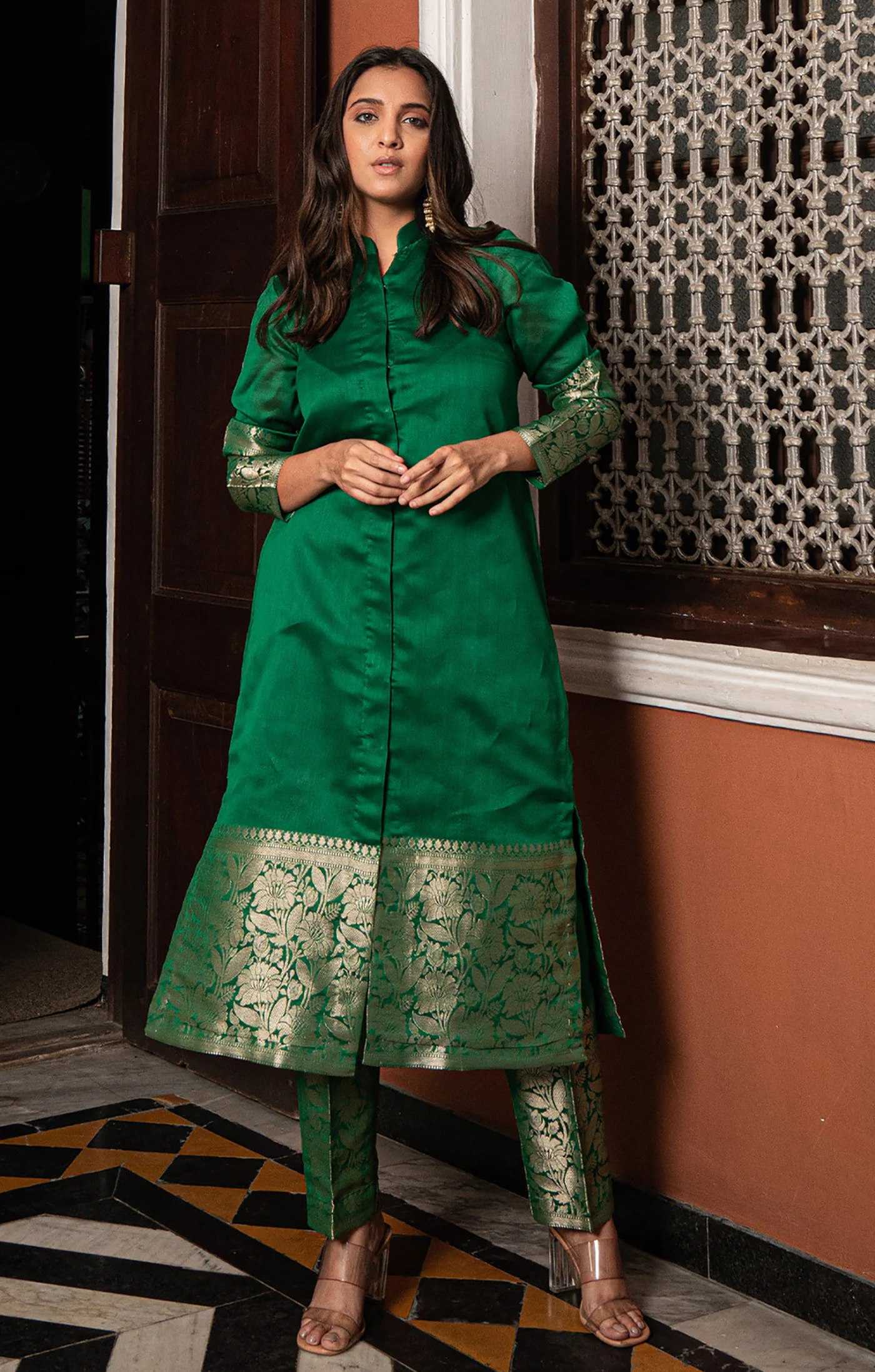 Ynf Jacquard KESH334 Pestal Kurti Wholesale Fancy Kurti Kurti With Pants Green Kurtis Manufacturer- Kapda Export