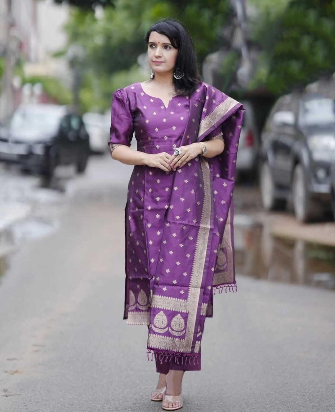 Ynf Jacquard KESH334 Rippal Kurti Wholesale Kurti Bottom With Dupatta Fancy Kurti Purple Kurtis Manufacturer- Kapda Export