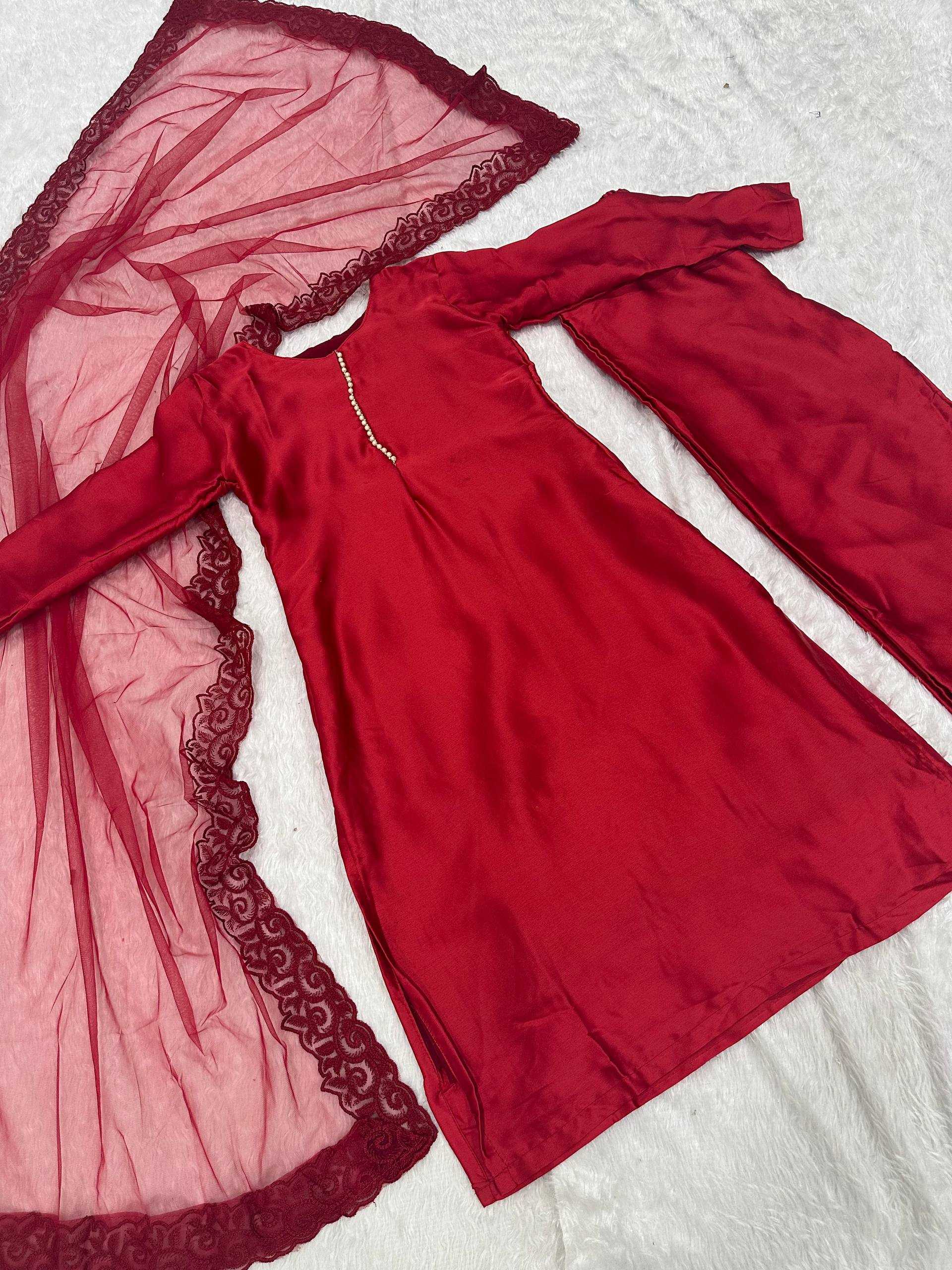 Ynf Japan Sartin RIN213 L349 Suits & Dresses Wholesale Ladies Silk Suit Party wear suits Red Salwar Suit Manufacturer- Kapda Export