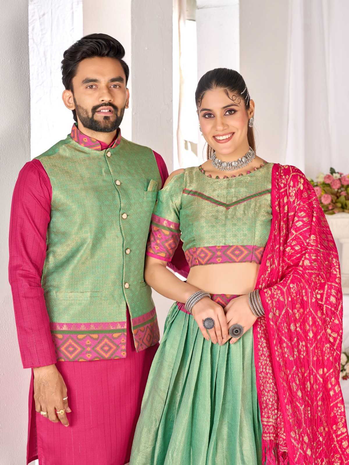 Ynf Jequard Silk KESH530 HW Couple Couple Wear Plus Size Collections Wholesale Couple Matching Ethnic Outfits Festive Matching Couple Dresses Party Wear Couple Ethnic Collection Manufacturer- Kapda Export