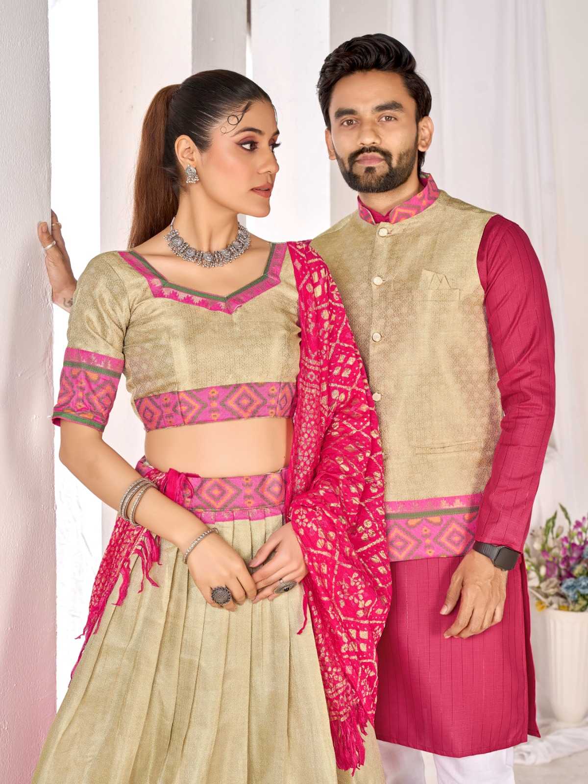 Ynf Jequard Silk KESH530 HW Couple Couple Wear Plus Size Collections Wholesale Couple Matching Ethnic Outfits Festive Matching Couple Dresses Party Wear Couple Ethnic Collection Manufacturer- Kapda Export
