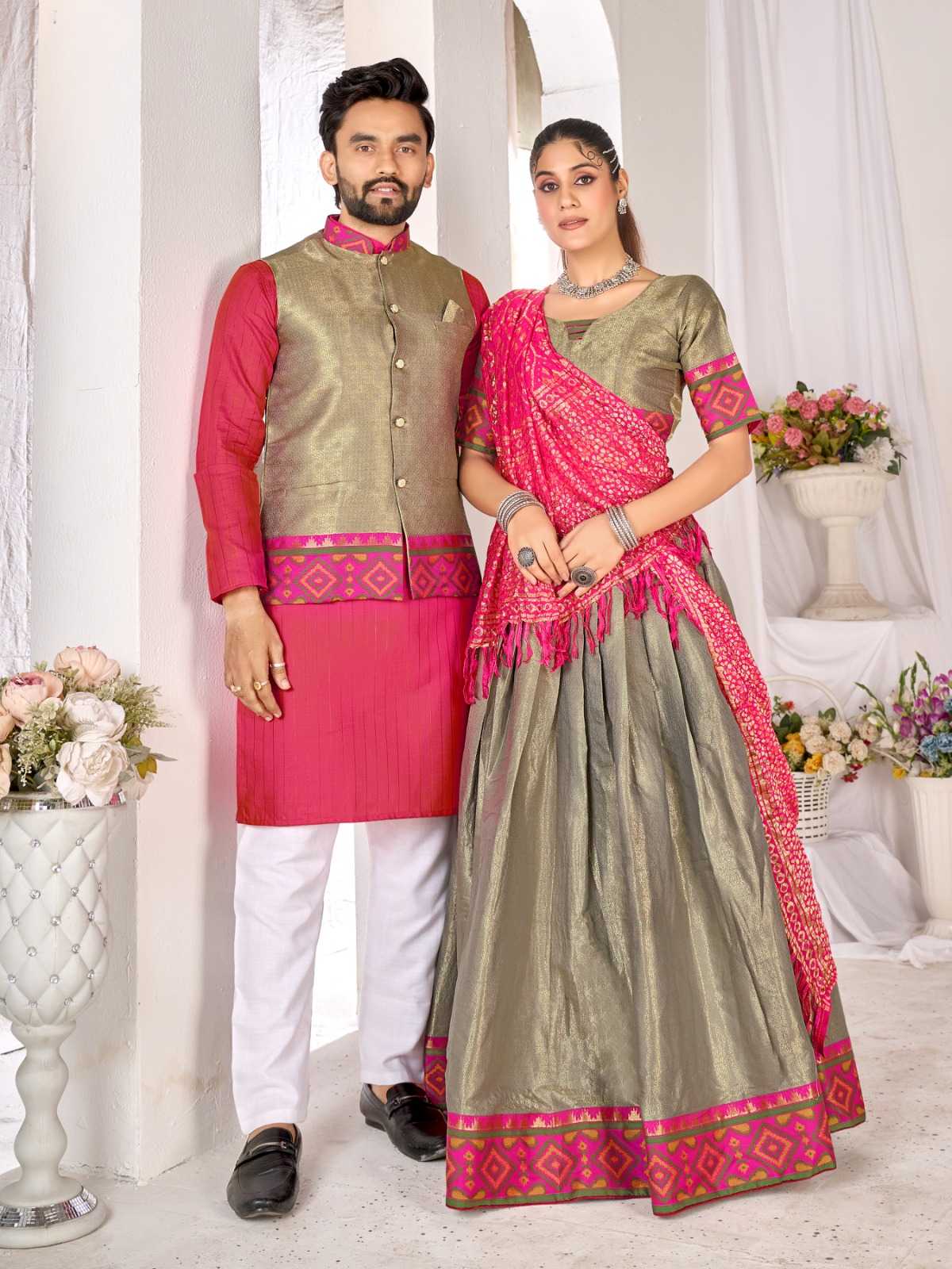Ynf Jequard Silk KESH530 HW Couple Couple Wear Plus Size Collections Wholesale Couple Matching Ethnic Outfits Festive Matching Couple Dresses Party Wear Couple Ethnic Collection Manufacturer- Kapda Export