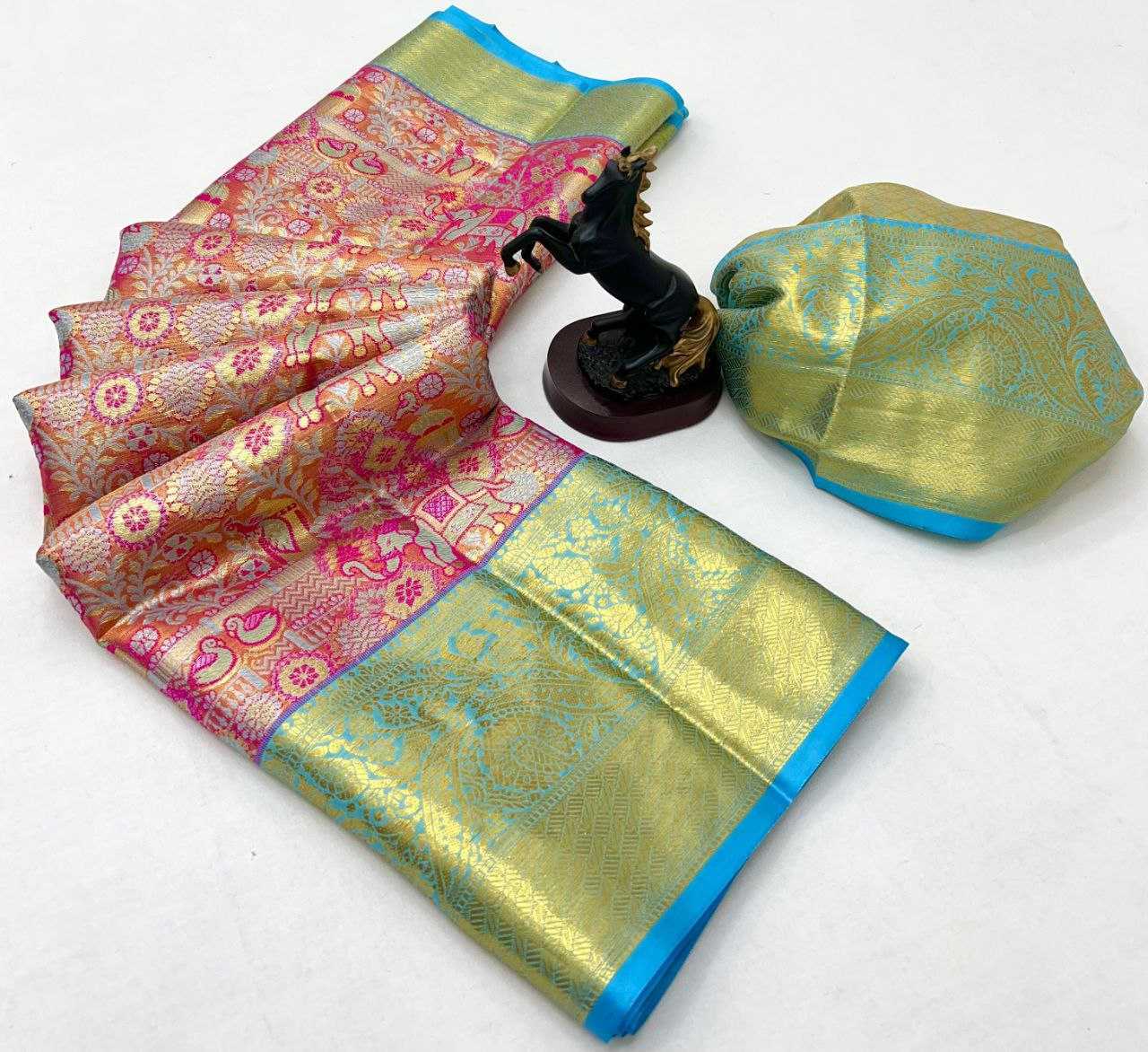 Ynf Kanjivaram Silk RIN209 KAITHI Silk Sarees Wholesale Traditional Silk Sarees Zari Border Silk Sarees Kanchipuram Silk Sarees Manufacturer- Kapda Export