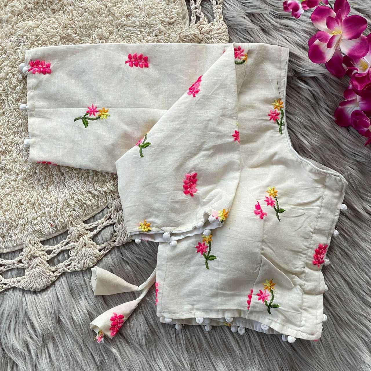 Ynf Khadi KESH426 139 Readymade Blouses Festive Collections Wholesale V-Neck Blouses Cotton Blouse Fashion Blouse Manufacturer- Kapda Export