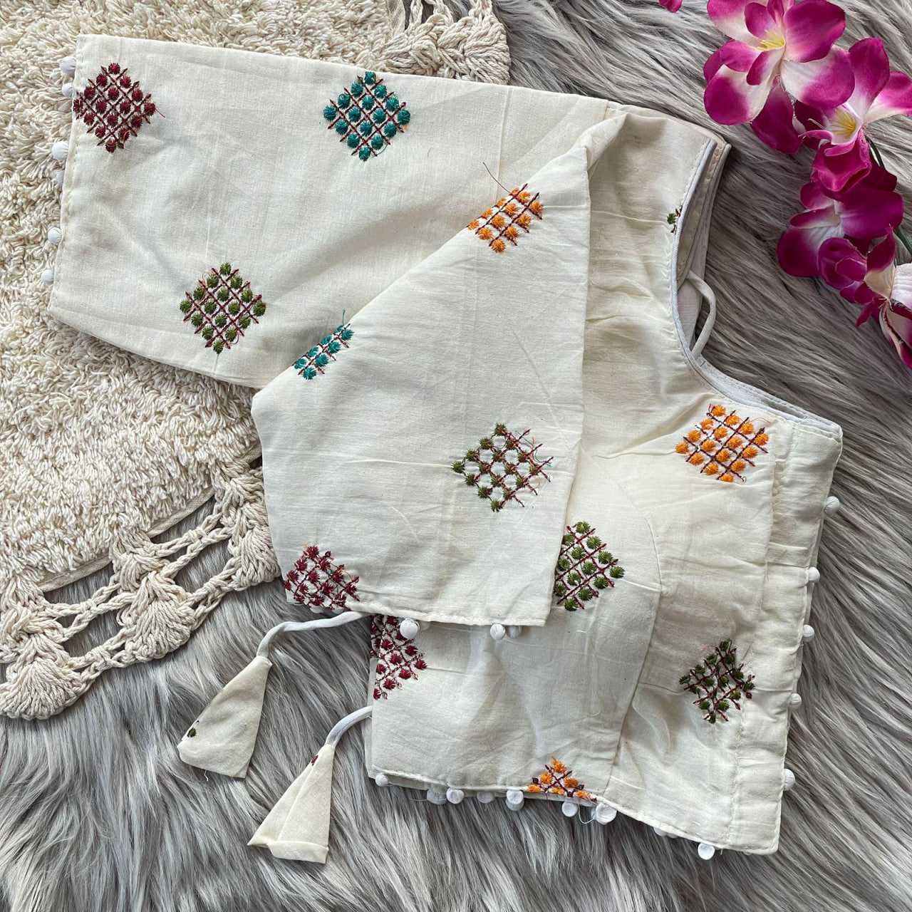 Ynf Khadi KESH426 139 Readymade Blouses Festive Collections Wholesale V-Neck Blouses Cotton Blouse Fashion Blouse Manufacturer- Kapda Export