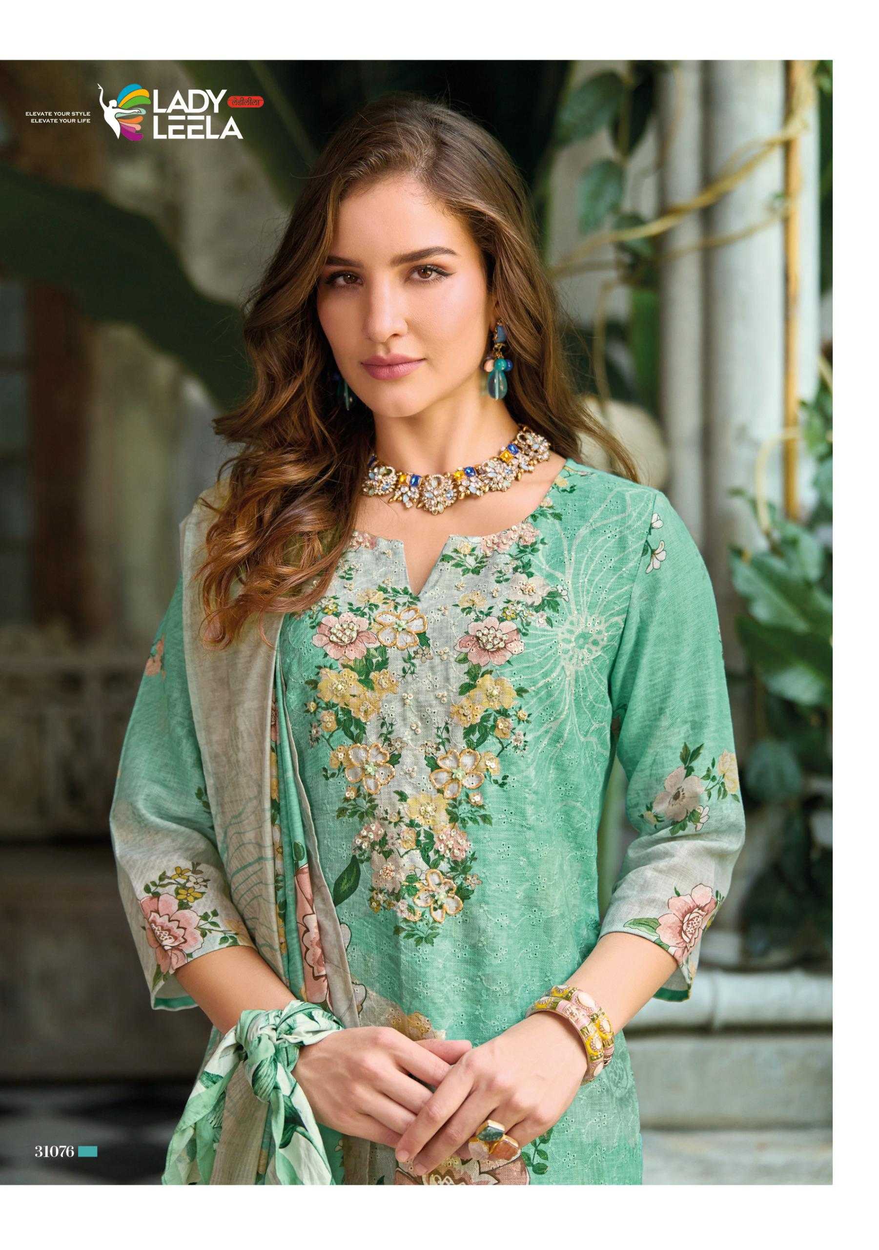 Ynf Linen RIN190 LADY LEELA SUMMER PASTELS-2 Setwise Collections Wholesale Dresses & Suits Catalogs Manufacturer- Kapda Export