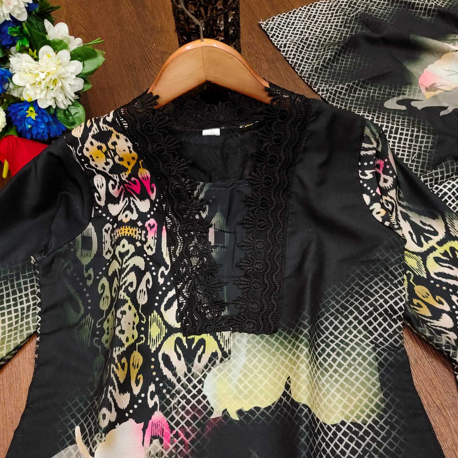 Ynf Muslin KESH563 KESHAV Kurti Wholesale Printed Kurtis Kurti Bottom With Dupatta Black Kurtis Manufacturer- Kapda Export