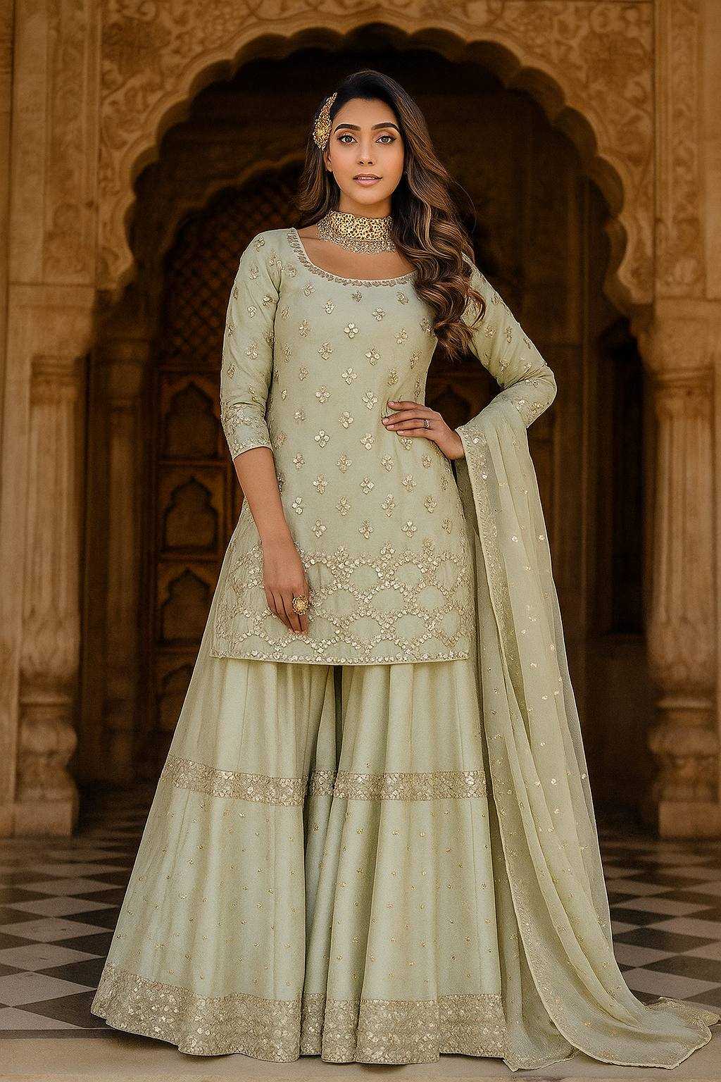 Ynf Nylon RIN213 L348 Suits & Dresses Wholesale Sharara Salwar Suits Embroidery Suits White Salwar Suit Manufacturer- Kapda Export