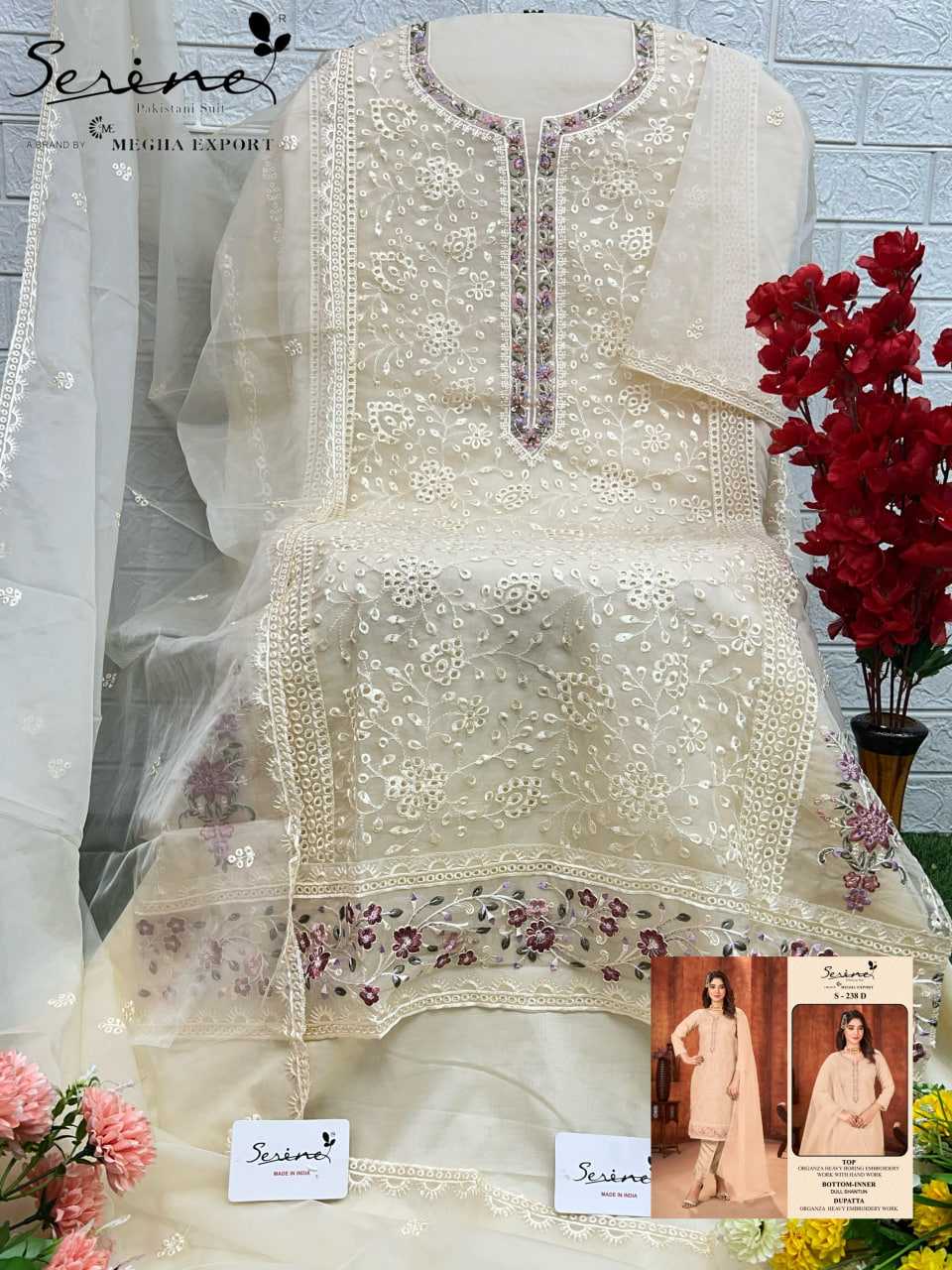 Ynf Organza KESH530 SERINE 238 Suits & Dresses Wholesale Unstitched Suits Embroidery Suits Semi Stitched Suits Manufacturer- Kapda Export