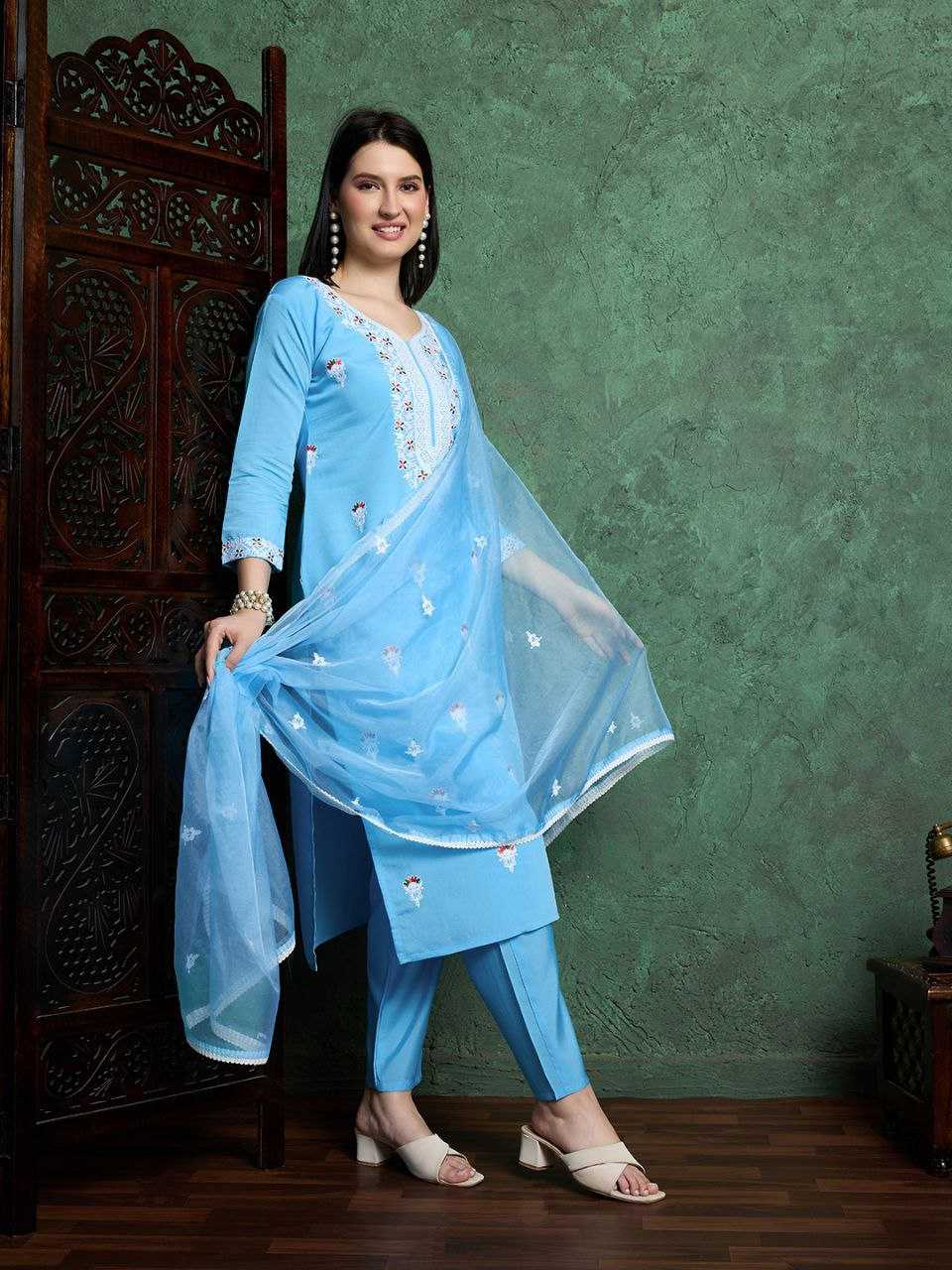 Ynf Organza KESH552 114 Suits & Dresses Wholesale Embroidery Suits Blue Salwar Suit Manufacturer- Kapda Export