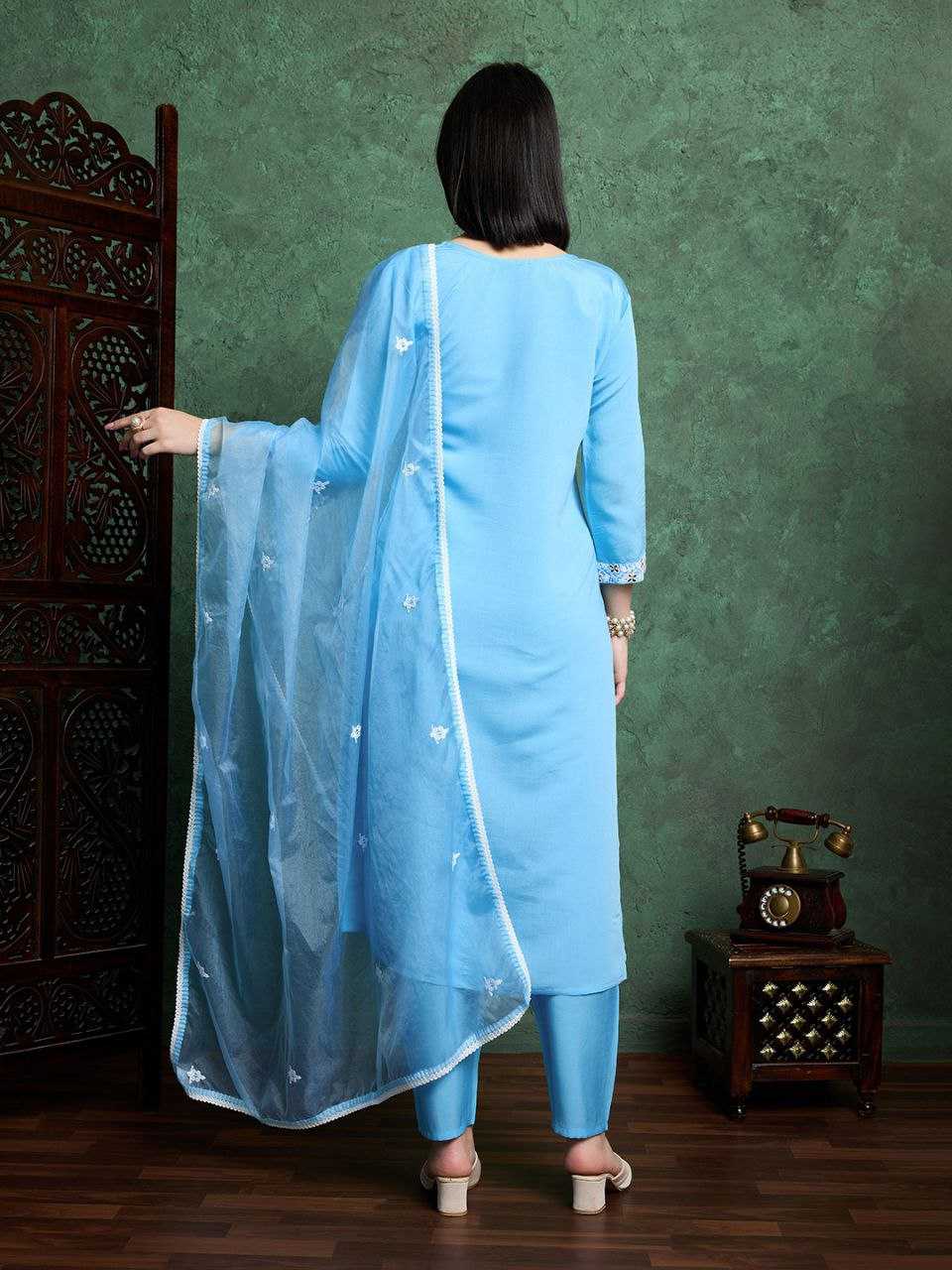 Ynf Organza KESH552 114 Suits & Dresses Wholesale Embroidery Suits Blue Salwar Suit Manufacturer- Kapda Export