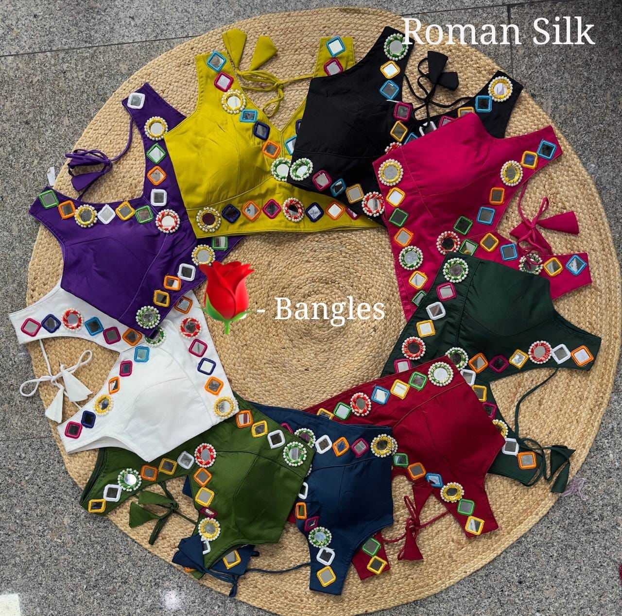 Ynf Premium Roman Silk KESH426 Bangles Readymade Blouses Festive Collections Wholesale V-Neck Blouses Silk Blouse Navratri Blouses Manufacturer- Kapda Export