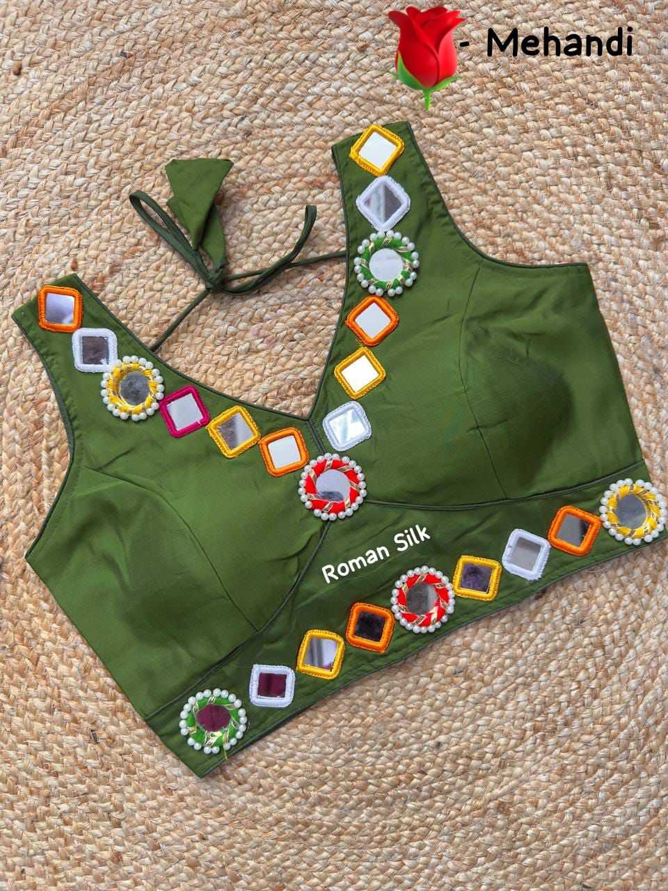 Ynf Premium Roman Silk KESH426 Bangles Readymade Blouses Festive Collections Wholesale V-Neck Blouses Silk Blouse Navratri Blouses Manufacturer- Kapda Export