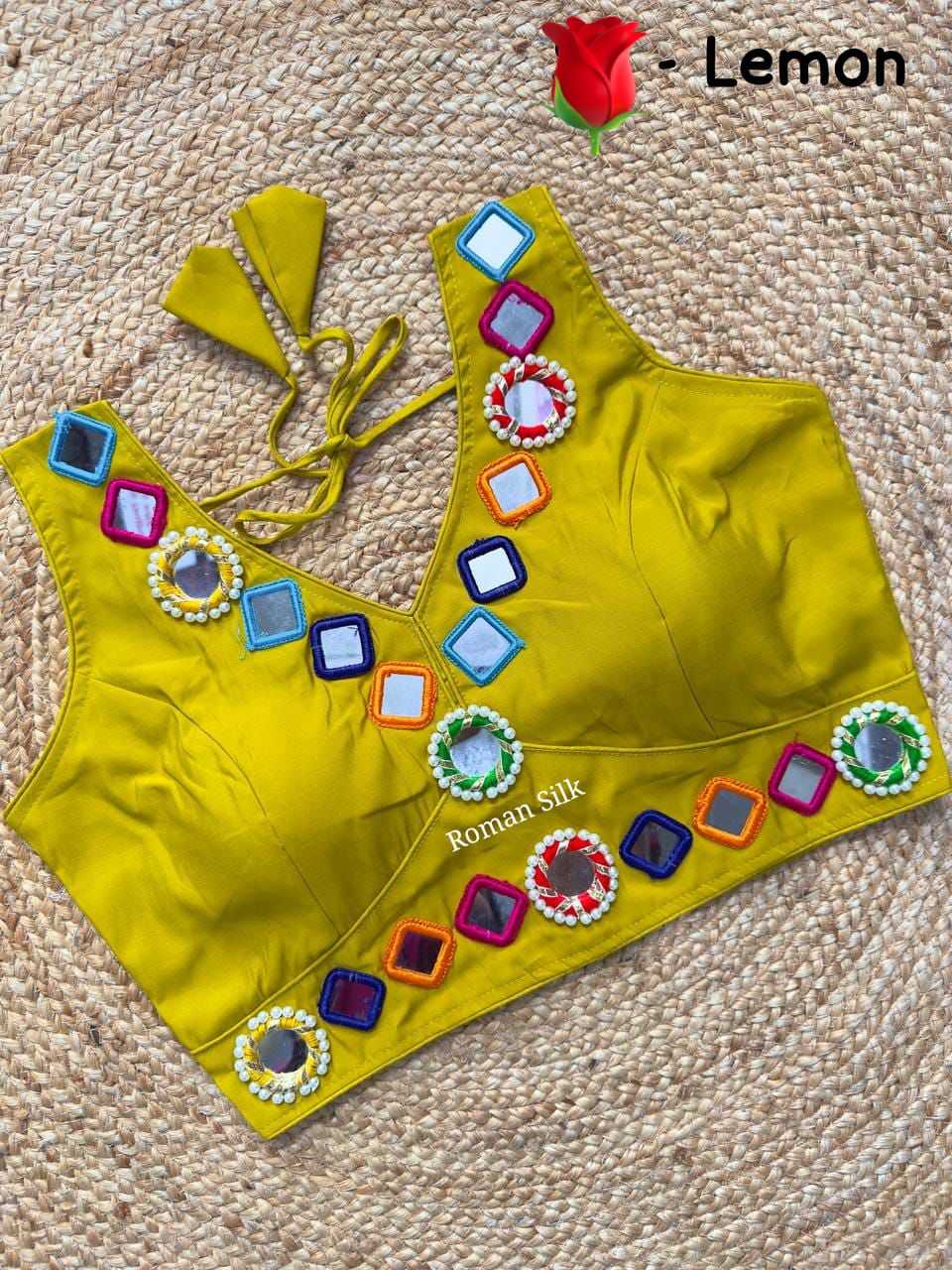 Ynf Premium Roman Silk KESH426 Bangles Readymade Blouses Festive Collections Wholesale V-Neck Blouses Silk Blouse Navratri Blouses Manufacturer- Kapda Export