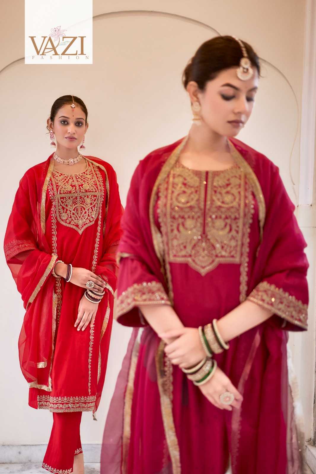 Ynf Premium Roman Silk KESH448 SINDOOR Suits & Dresses Festive Collections Wholesale Ladies Silk Suit Embroidered Suits Red Salwar Suit Manufacturer- Kapda Export