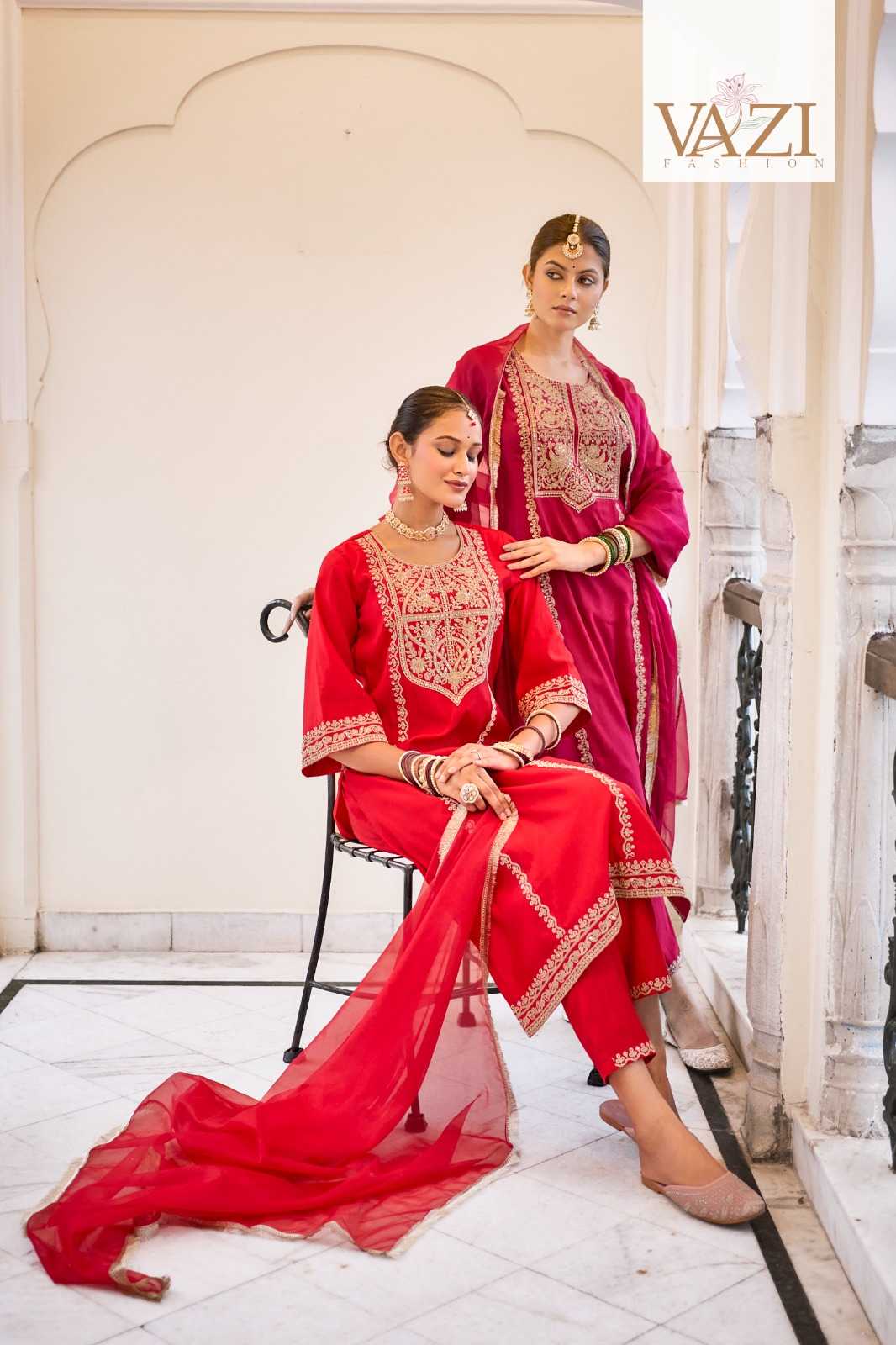 Ynf Premium Roman Silk KESH448 SINDOOR Suits & Dresses Festive Collections Wholesale Ladies Silk Suit Embroidered Suits Red Salwar Suit Manufacturer- Kapda Export