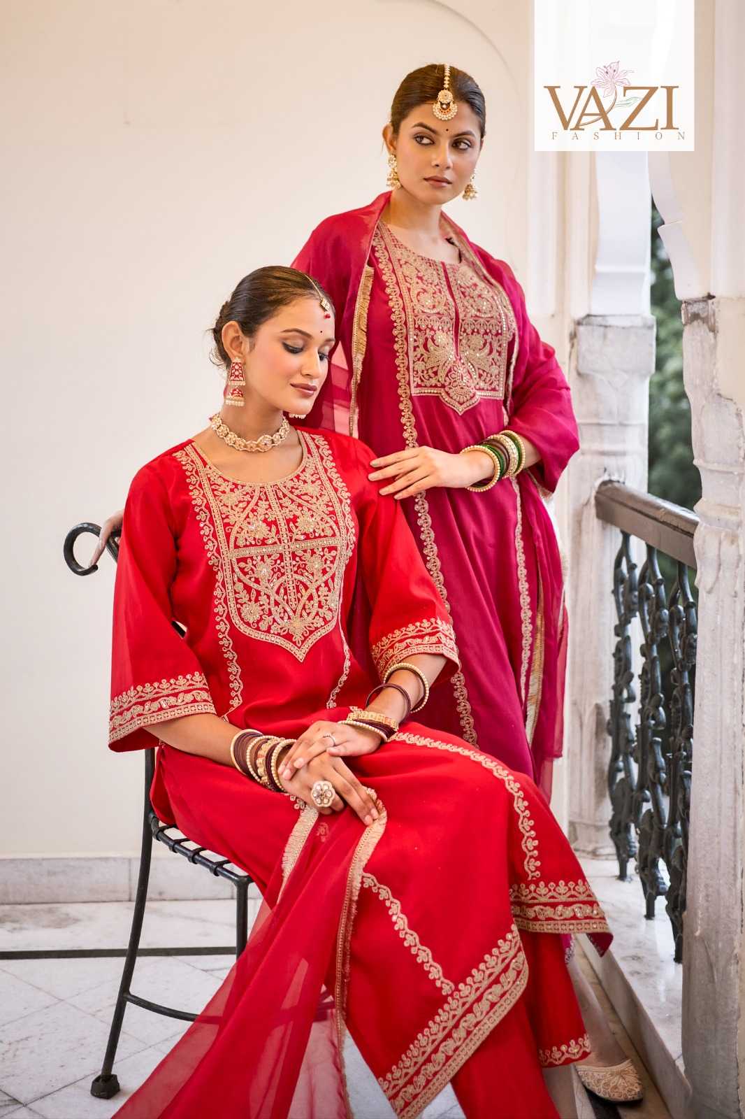 Ynf Premium Roman Silk KESH448 SINDOOR Suits & Dresses Festive Collections Wholesale Ladies Silk Suit Embroidered Suits Red Salwar Suit Manufacturer- Kapda Export