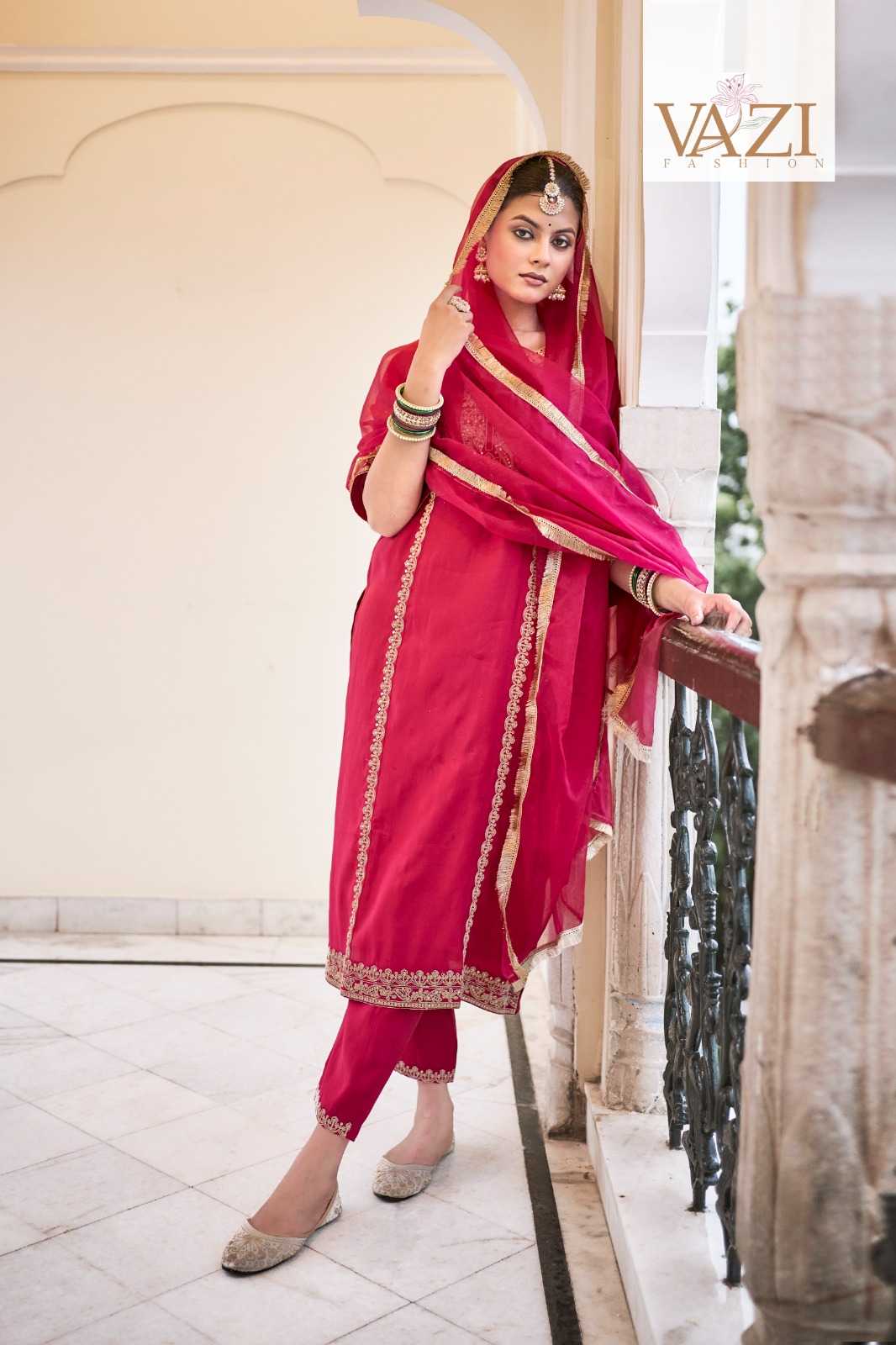 Ynf Premium Roman Silk KESH448 SINDOOR Suits & Dresses Festive Collections Wholesale Ladies Silk Suit Embroidered Suits Red Salwar Suit Manufacturer- Kapda Export