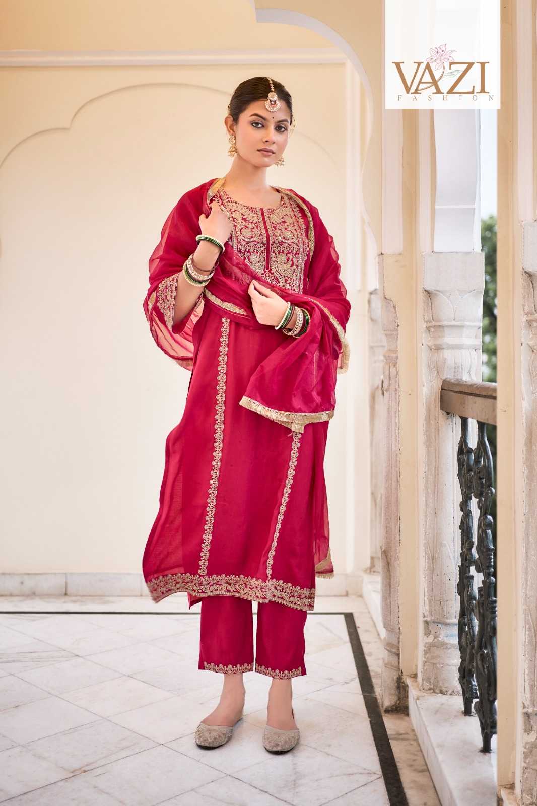 Ynf Premium Roman Silk KESH448 SINDOOR Suits & Dresses Festive Collections Wholesale Ladies Silk Suit Embroidered Suits Red Salwar Suit Manufacturer- Kapda Export