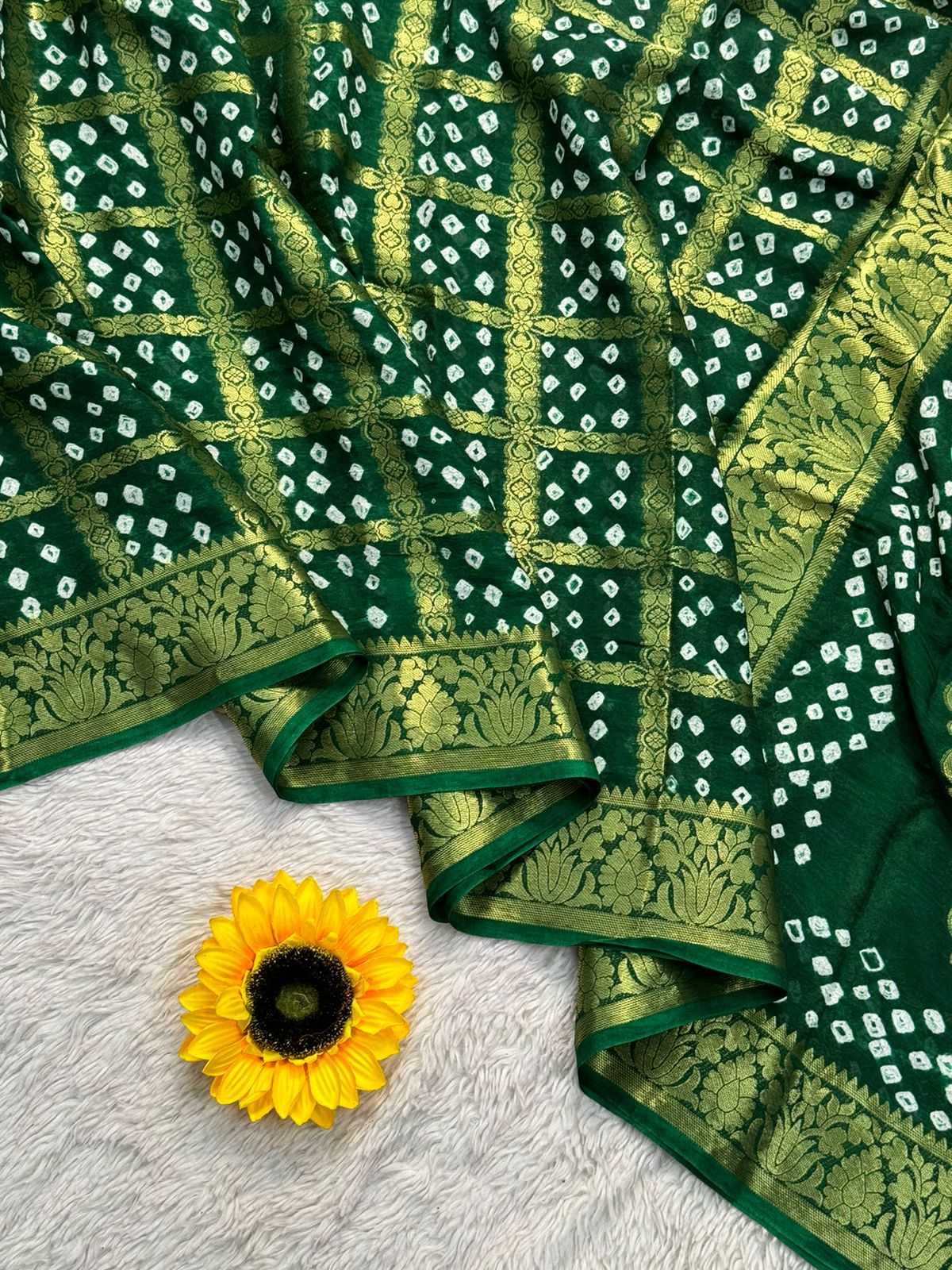 Ynf Pure Bandhej KESH576 chokdi Silk Sarees Wholesale Zari Border Silk Sarees Kanchipuram Silk Sarees Festival Silk Sarees Manufacturer- Kapda Export