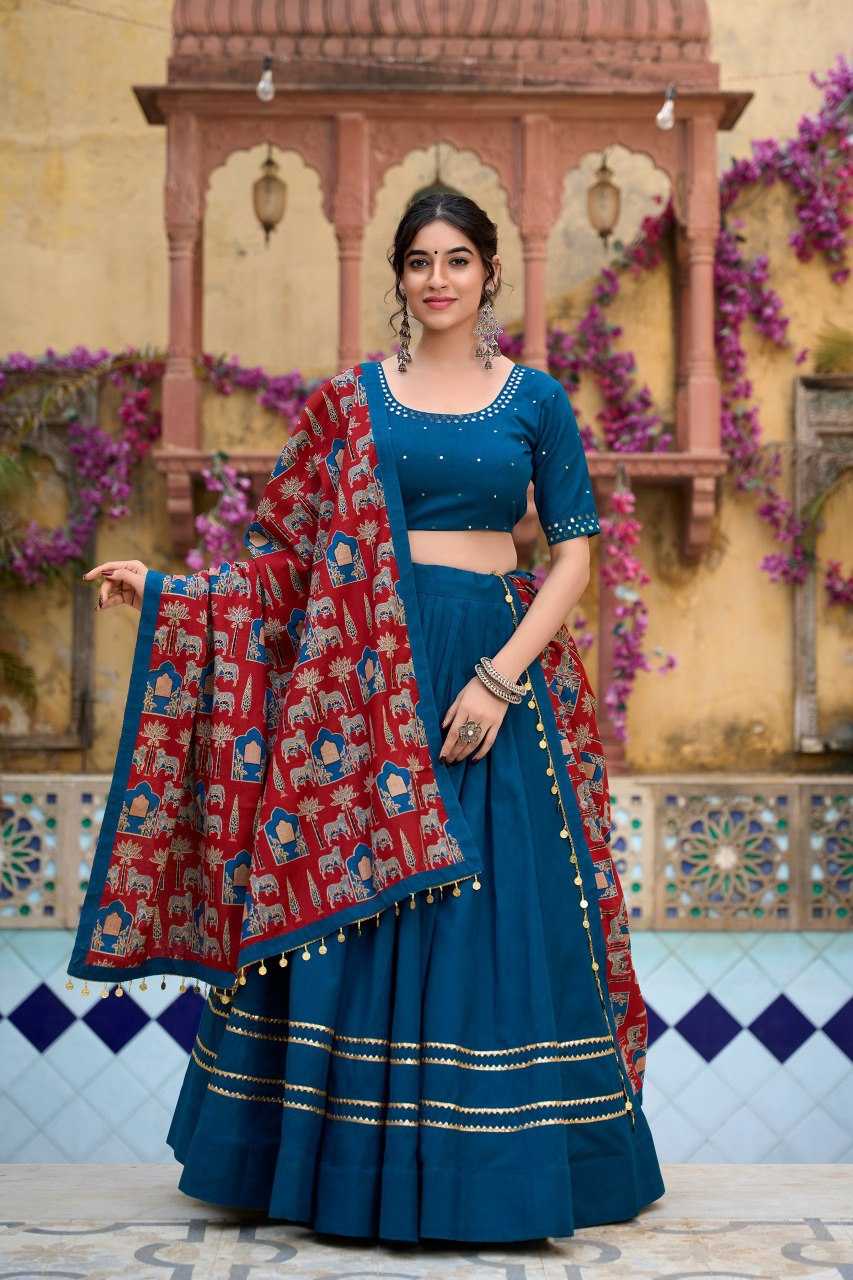 Ynf Pure Cotton KESH134 1697 Lehengas Festive Collections Wholesale Fancy Lehenga Chaniya Choli Gota Patti Lehenga Navratri Chaniya Choli Manufacturer- Kapda Export