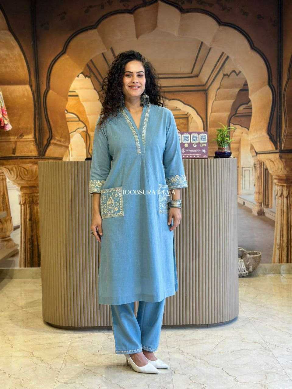 Ynf Pure Soft KESH613 POOJA Kurti Wholesale Embroidered Kurtis Fancy Kurtis Kurtis With Pockets Manufacturer- Kapda Export