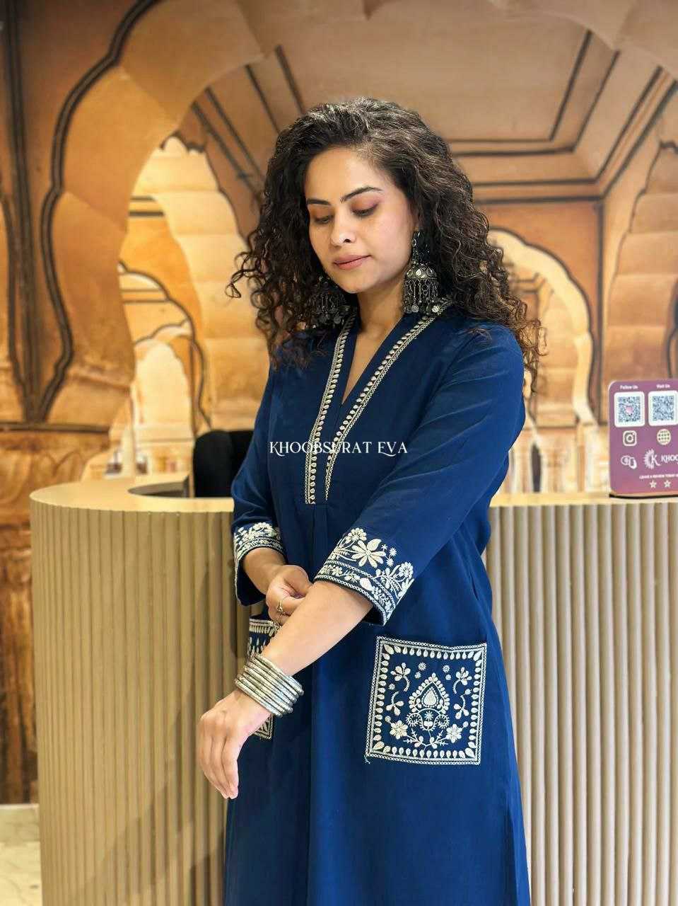 Ynf Pure Soft KESH613 POOJA Kurti Wholesale Embroidered Kurtis Fancy Kurtis Kurtis With Pockets Manufacturer- Kapda Export