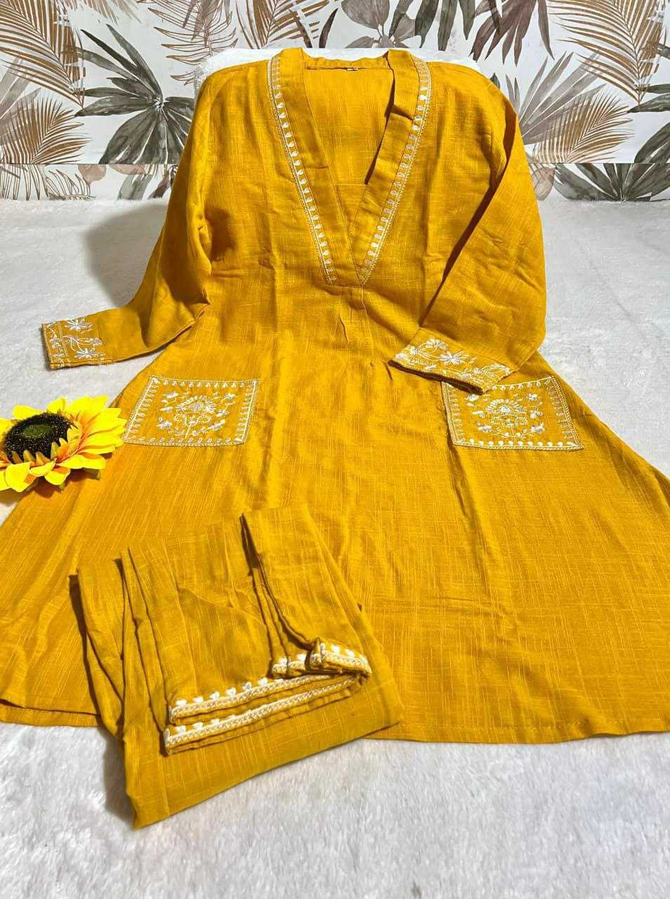 Ynf Pure Soft KESH613 POOJA Kurti Wholesale Embroidered Kurtis Fancy Kurtis Kurtis With Pockets Manufacturer- Kapda Export