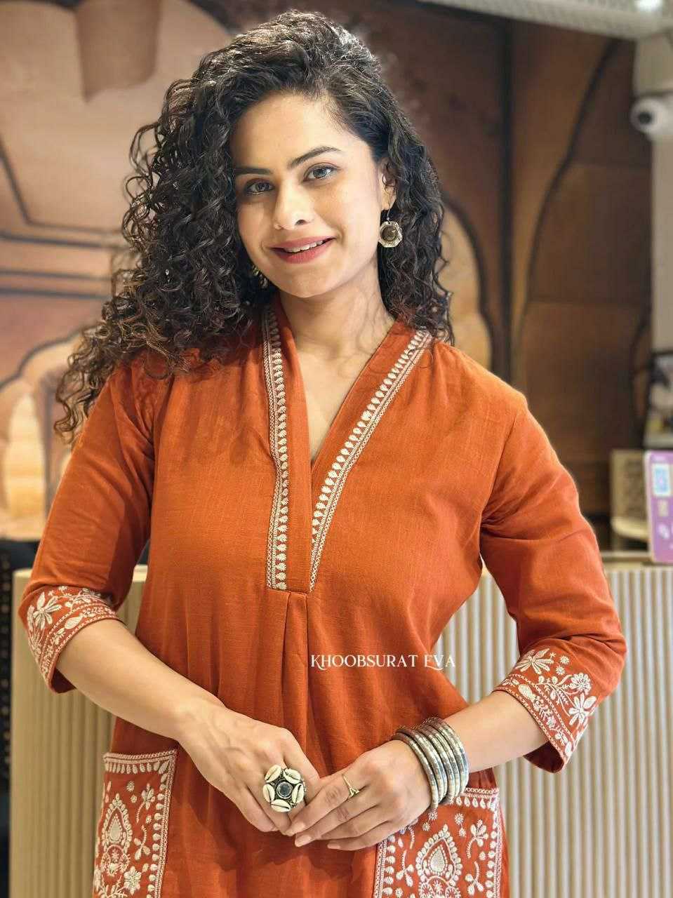 Ynf Pure Soft KESH613 POOJA Kurti Wholesale Embroidered Kurtis Fancy Kurtis Kurtis With Pockets Manufacturer- Kapda Export