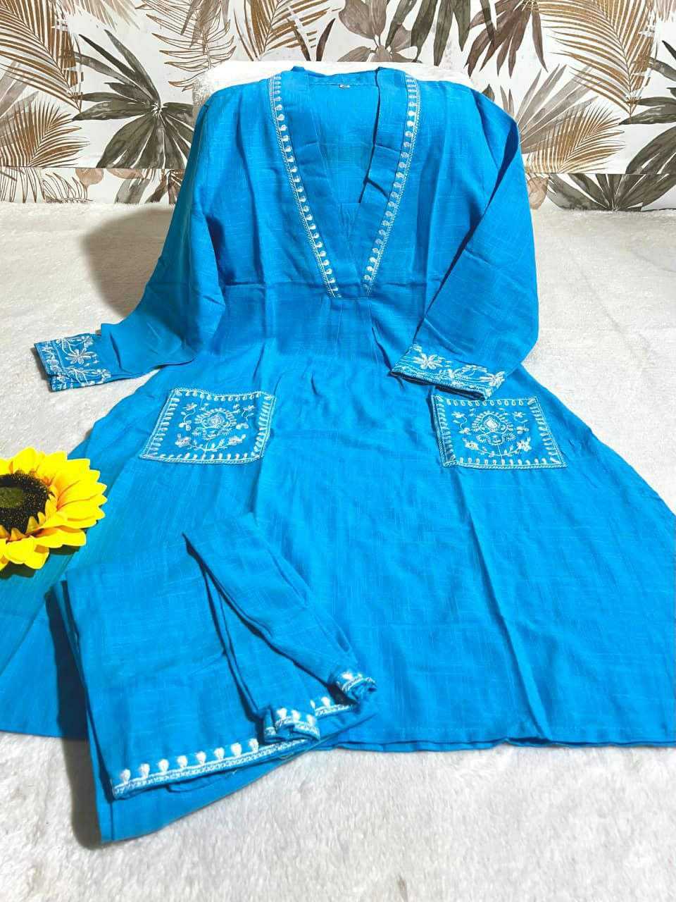 Ynf Pure Soft KESH613 POOJA Kurti Wholesale Embroidered Kurtis Fancy Kurtis Kurtis With Pockets Manufacturer- Kapda Export