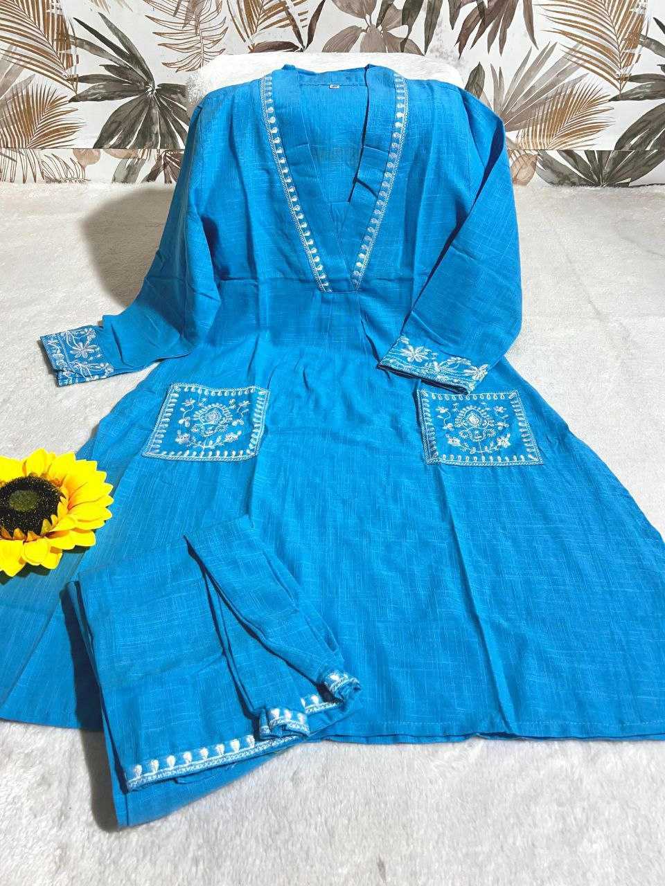 Ynf Pure Soft KESH613 POOJA Kurti Wholesale Embroidered Kurtis Fancy Kurtis Kurtis With Pockets Manufacturer- Kapda Export