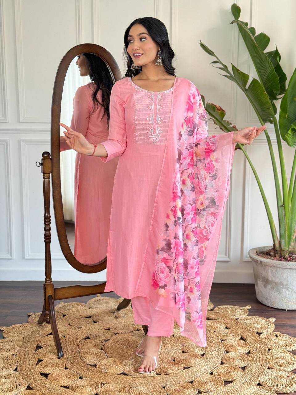 Ynf Rayon RIN131 595 Suits & Dresses Wholesale Embroidery Suits Party wear suits Pink Salwar Suit Manufacturer- Kapda Export