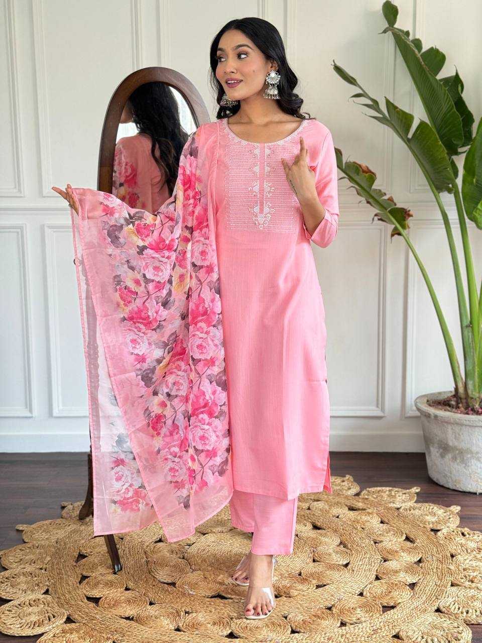 Ynf Rayon RIN131 595 Suits & Dresses Wholesale Embroidery Suits Party wear suits Pink Salwar Suit Manufacturer- Kapda Export