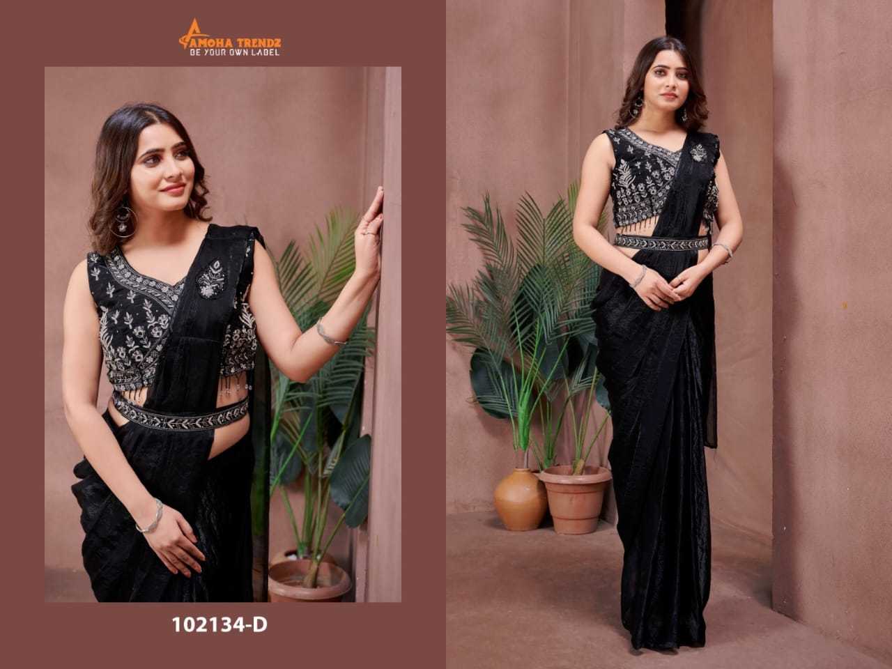 Ynf Satin KESH416 Amoha 102134 Sarees Wholesale Ready To Wear Sarees Hand Work Sarees Saree with Belt Manufacturer- Kapda Export