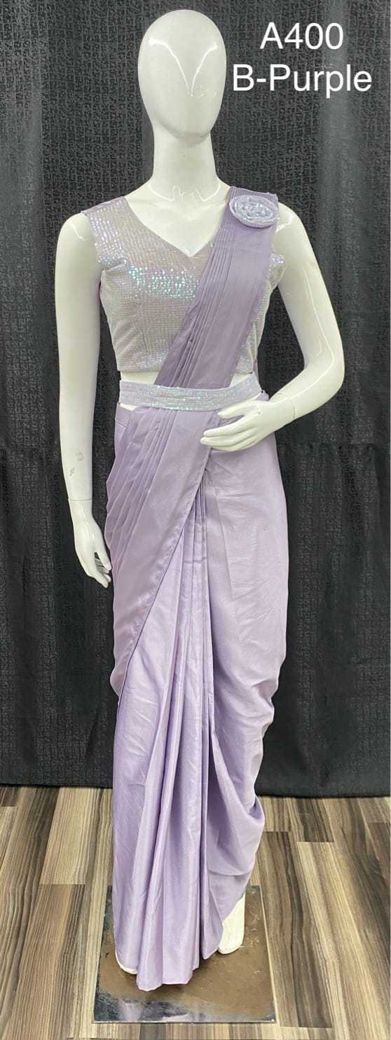 Ynf Satin KESH416 Amoha A400 Sarees Wholesale Designer Sarees Ready To Wear Sarees Saree with Belt Manufacturer- Kapda Export