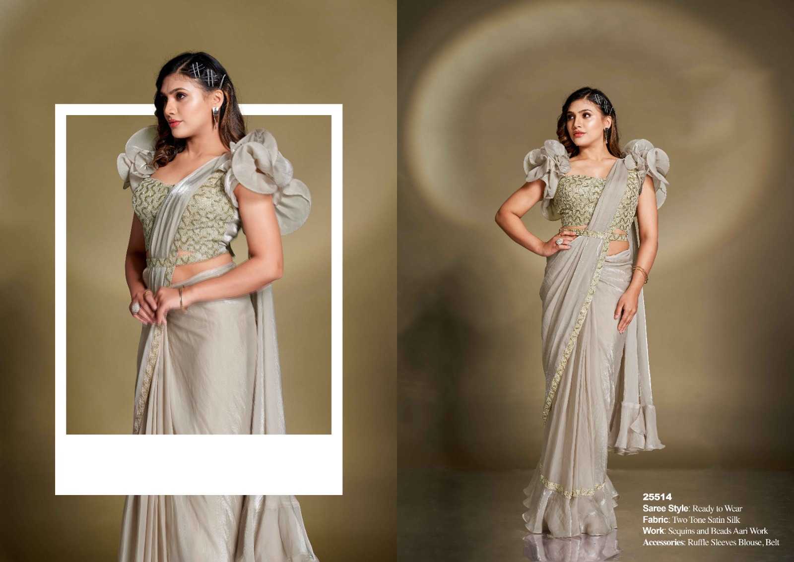 Ynf Satin KESH416 MAHOTSAV MOHMANTHAN 25500 Sarees Wholesale Ready To Wear Sarees Saree with Belt Sequins Work Saree Festive Sarees Manufacturer- Kapda Export