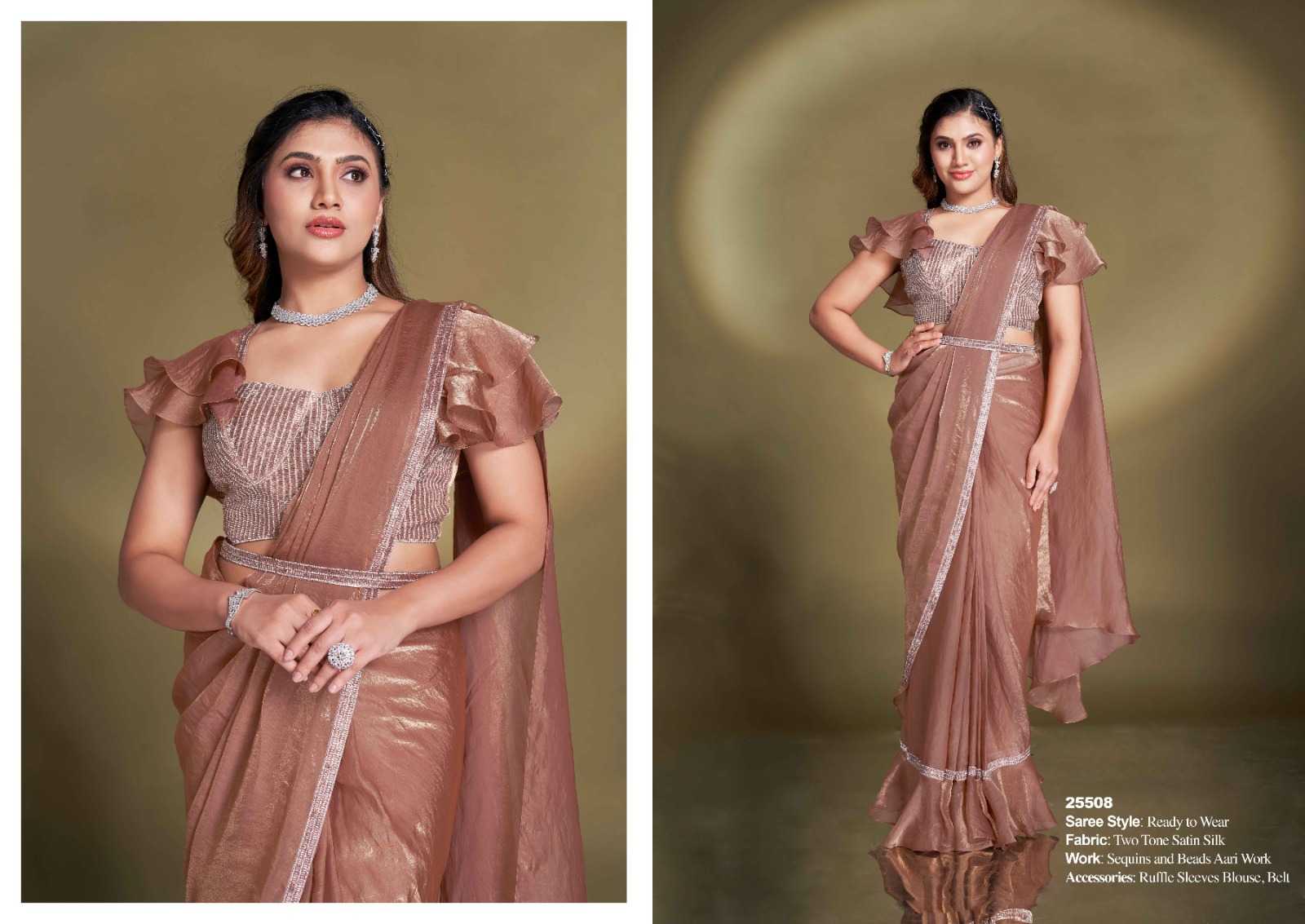 Ynf Satin KESH416 MAHOTSAV MOHMANTHAN 25500 Sarees Wholesale Ready To Wear Sarees Saree with Belt Sequins Work Saree Festive Sarees Manufacturer- Kapda Export