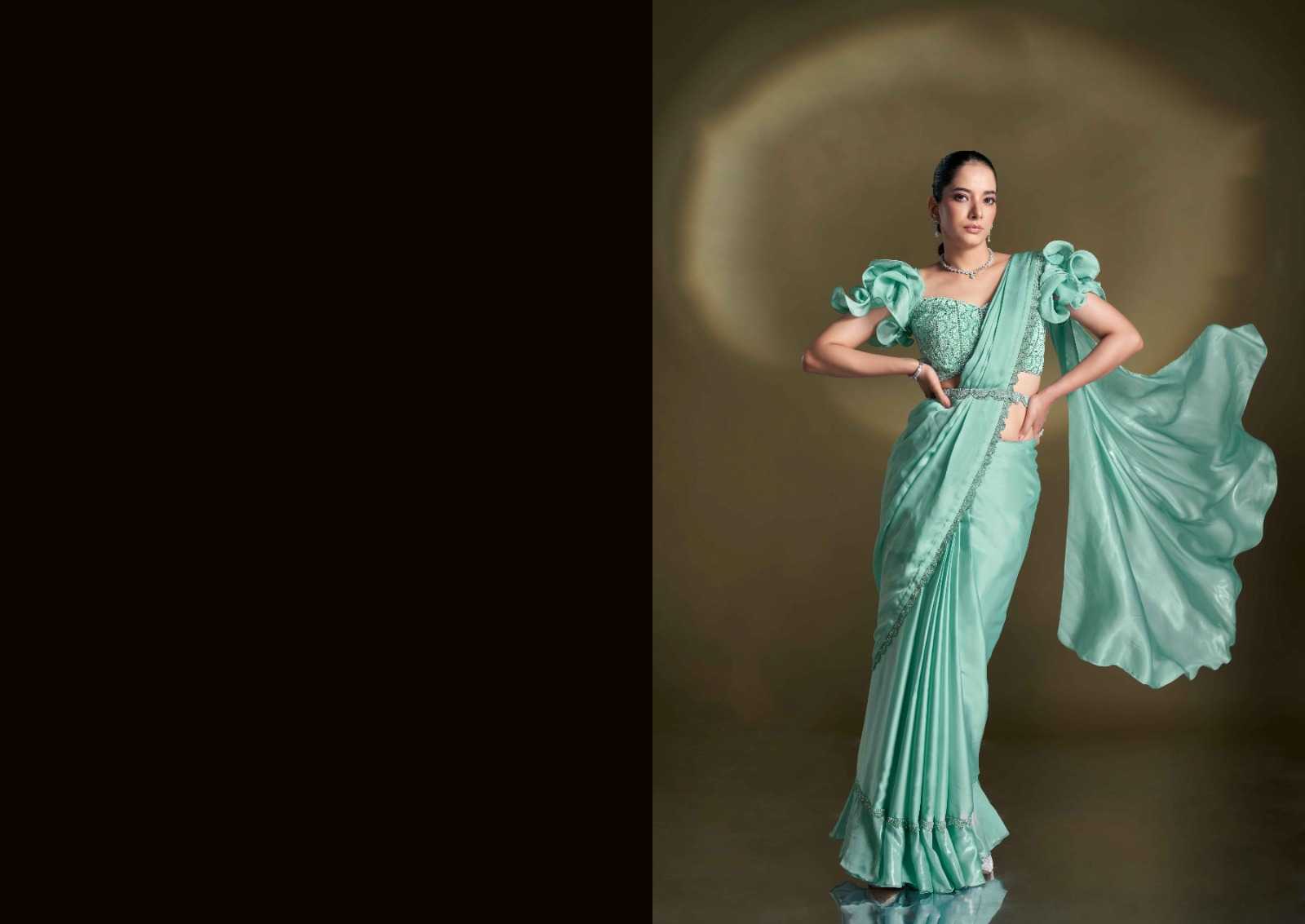 Ynf Satin KESH416 MAHOTSAV MOHMANTHAN 25500 Sarees Wholesale Ready To Wear Sarees Saree with Belt Sequins Work Saree Festive Sarees Manufacturer- Kapda Export