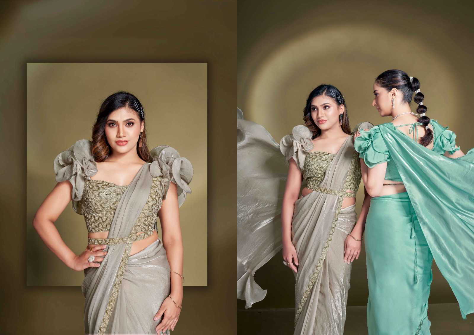 Ynf Satin KESH416 MAHOTSAV MOHMANTHAN 25500 Sarees Wholesale Ready To Wear Sarees Saree with Belt Sequins Work Saree Festive Sarees Manufacturer- Kapda Export