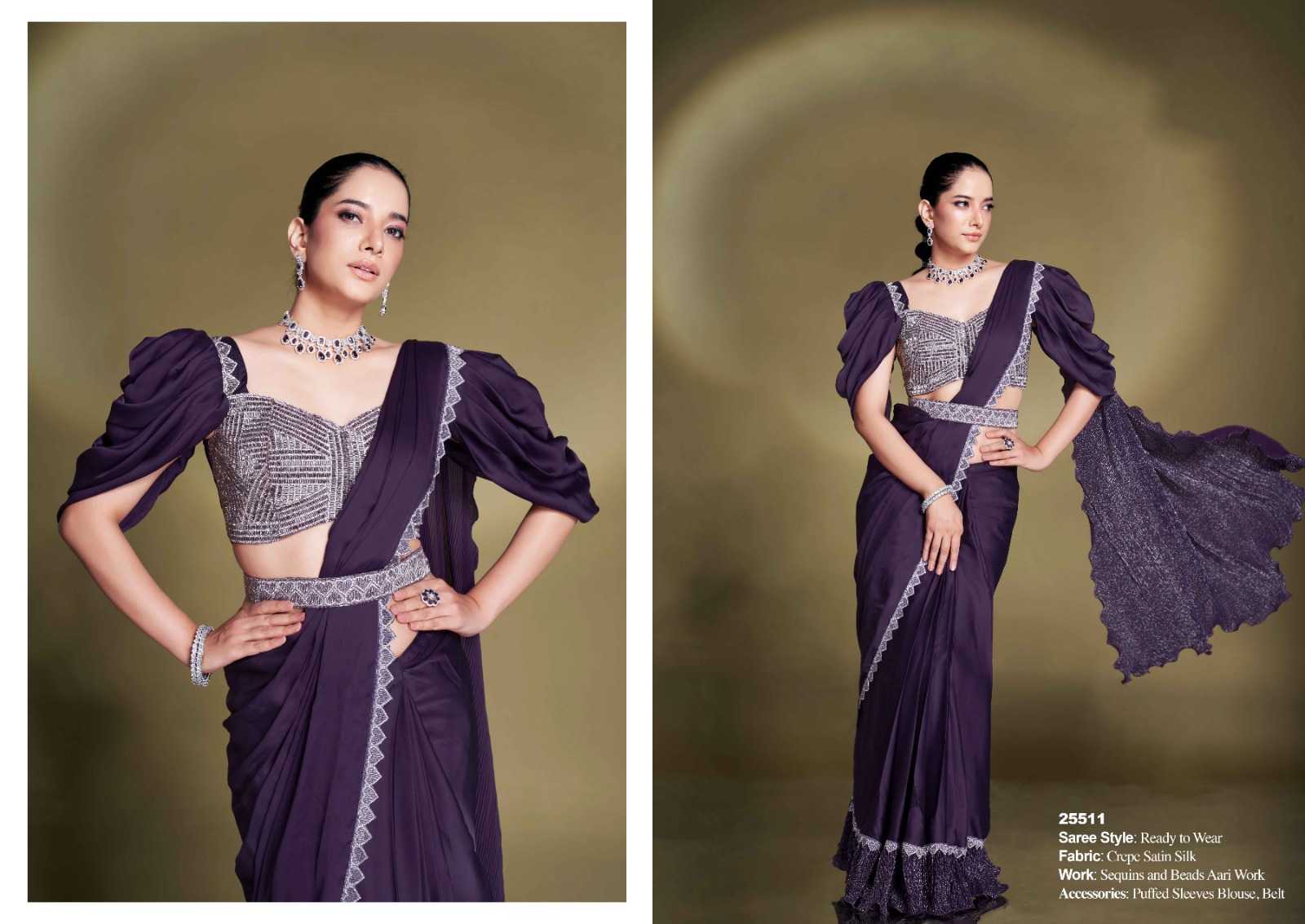 Ynf Satin KESH416 MAHOTSAV MOHMANTHAN 25500 Sarees Wholesale Ready To Wear Sarees Saree with Belt Sequins Work Saree Festive Sarees Manufacturer- Kapda Export